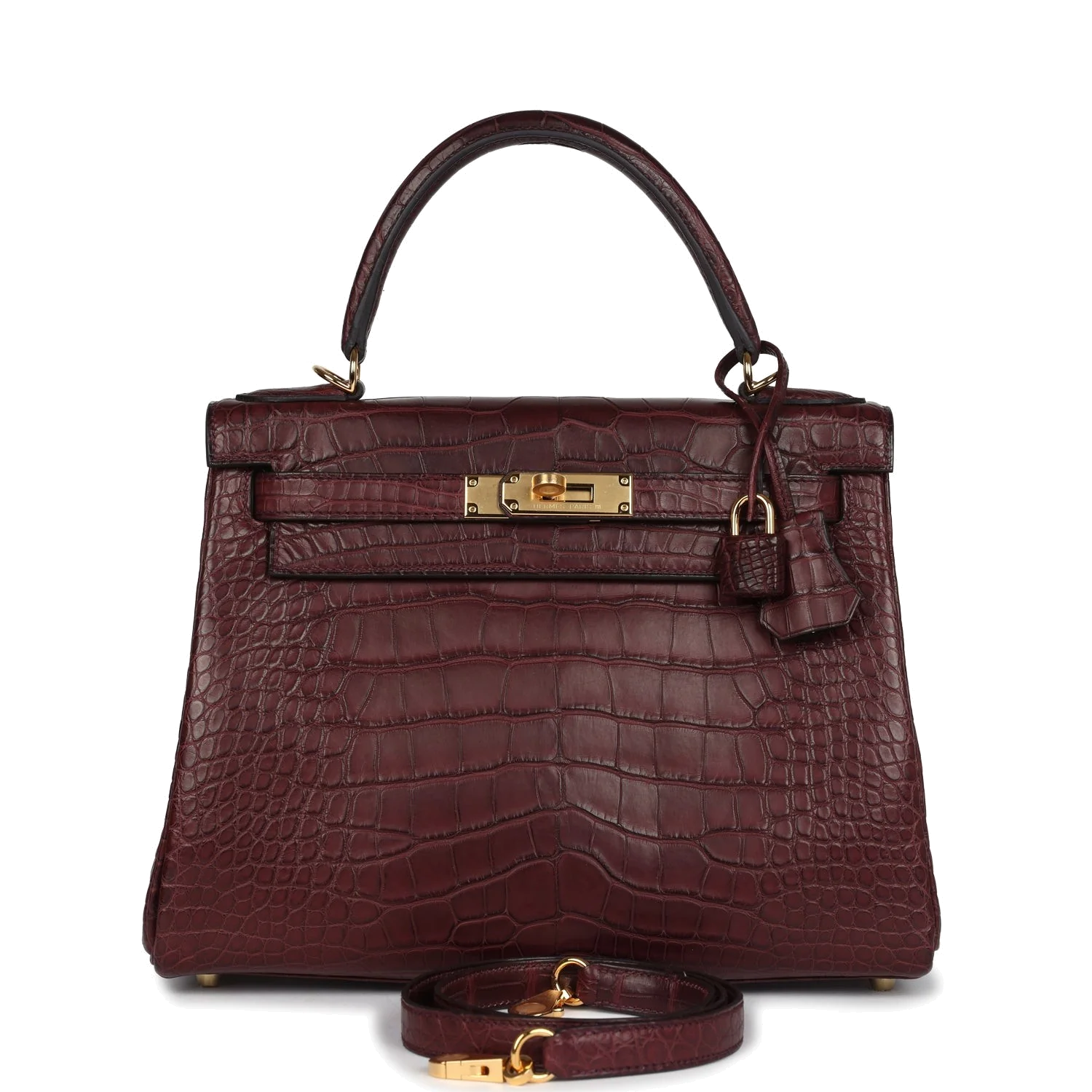 Hermes Kelly Retourne 28 Bordeaux Matte Alligator Gold Hardware — фото 2