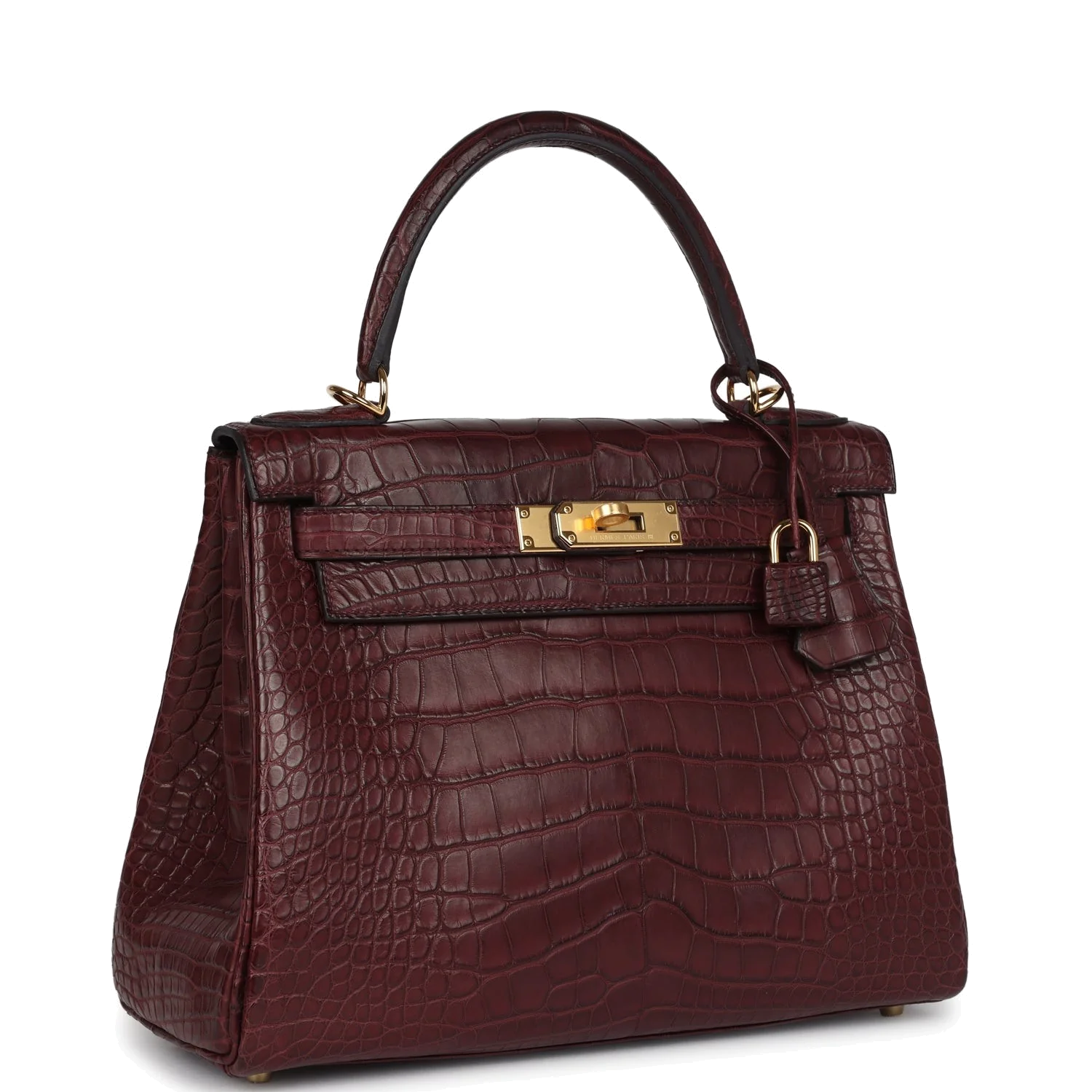 Hermes Kelly Retourne 28 Bordeaux Matte Alligator Gold Hardware — фото 3