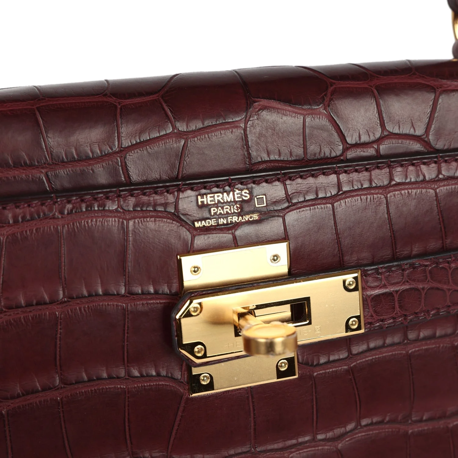 Hermes Kelly Retourne 28 Bordeaux Matte Alligator Gold Hardware — фото 8