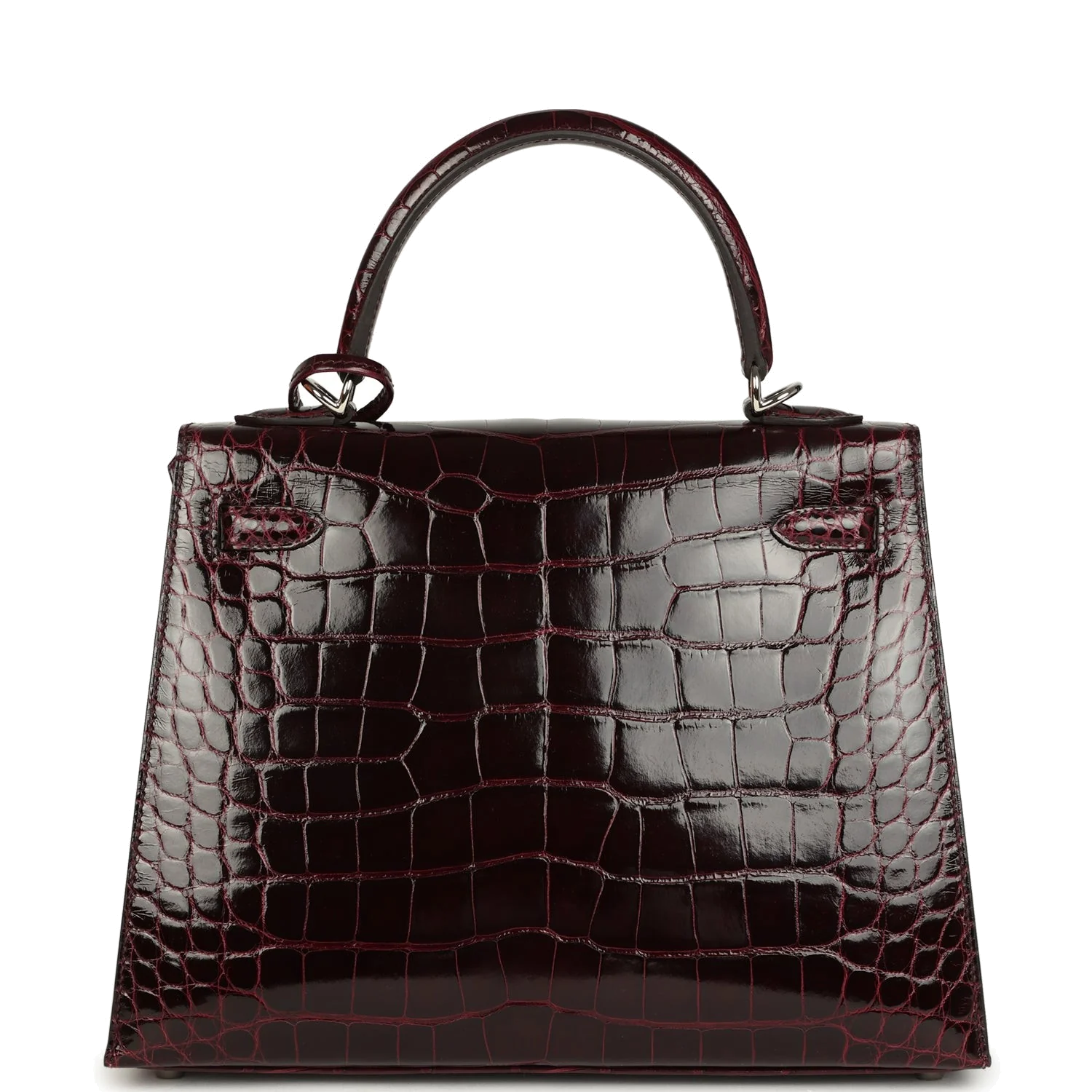 Hermes Kelly Sellier 25 Bordeaux Shiny Alligator Palladium Hardware — фото 5