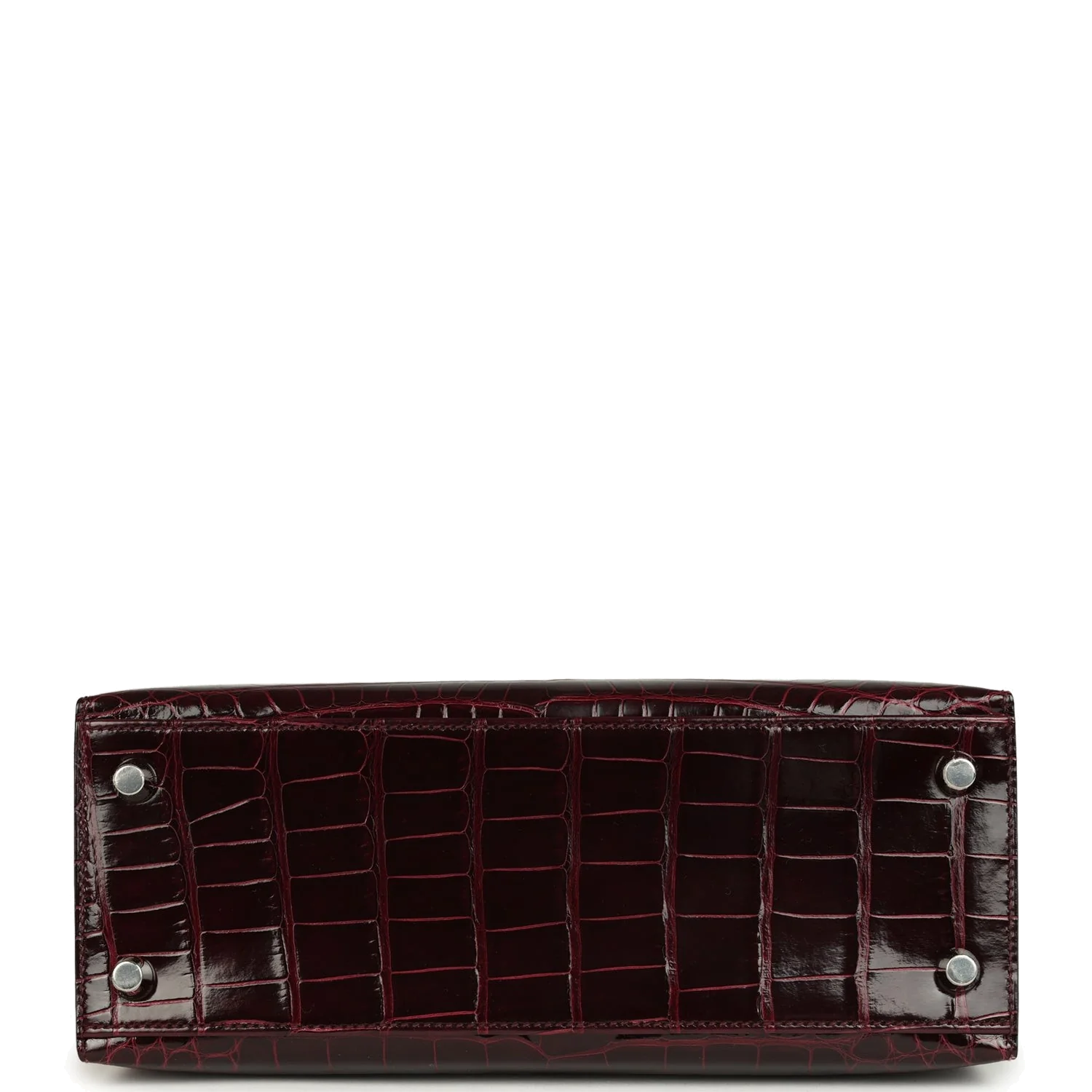 Hermes Kelly Sellier 25 Bordeaux Shiny Alligator Palladium Hardware — фото 7