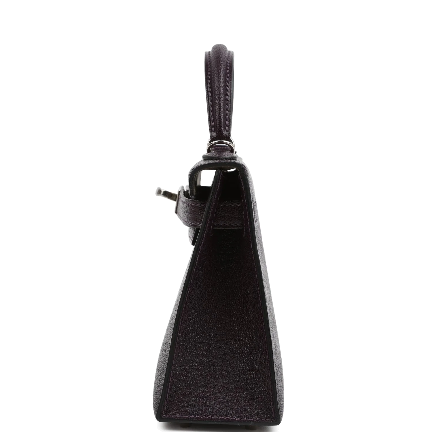 Hermes Kelly Sellier 20 Raisin Verso Chevre Mysore Palladium Hardware — фото 4