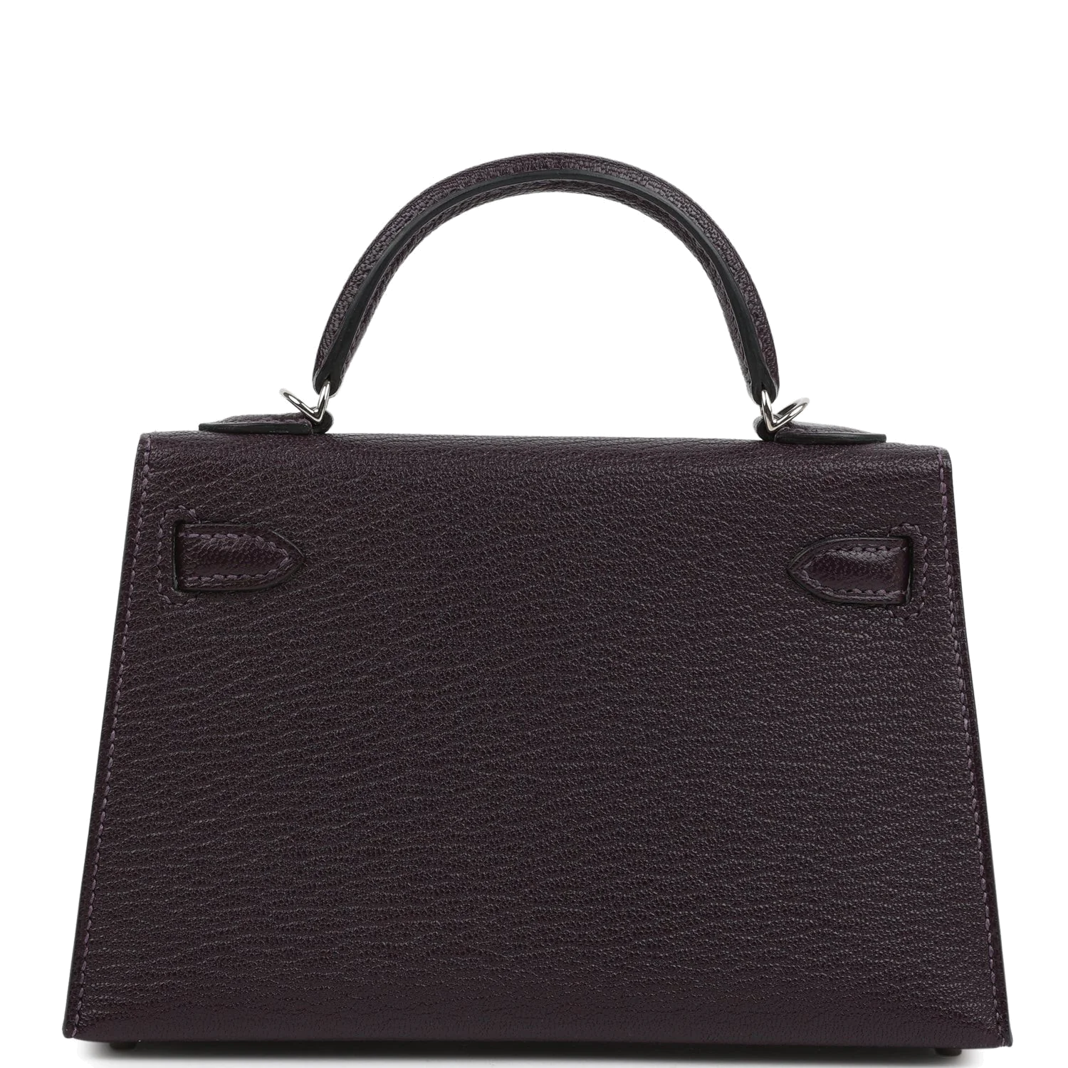 Hermes Kelly Sellier 20 Raisin Verso Chevre Mysore Palladium Hardware — фото 5