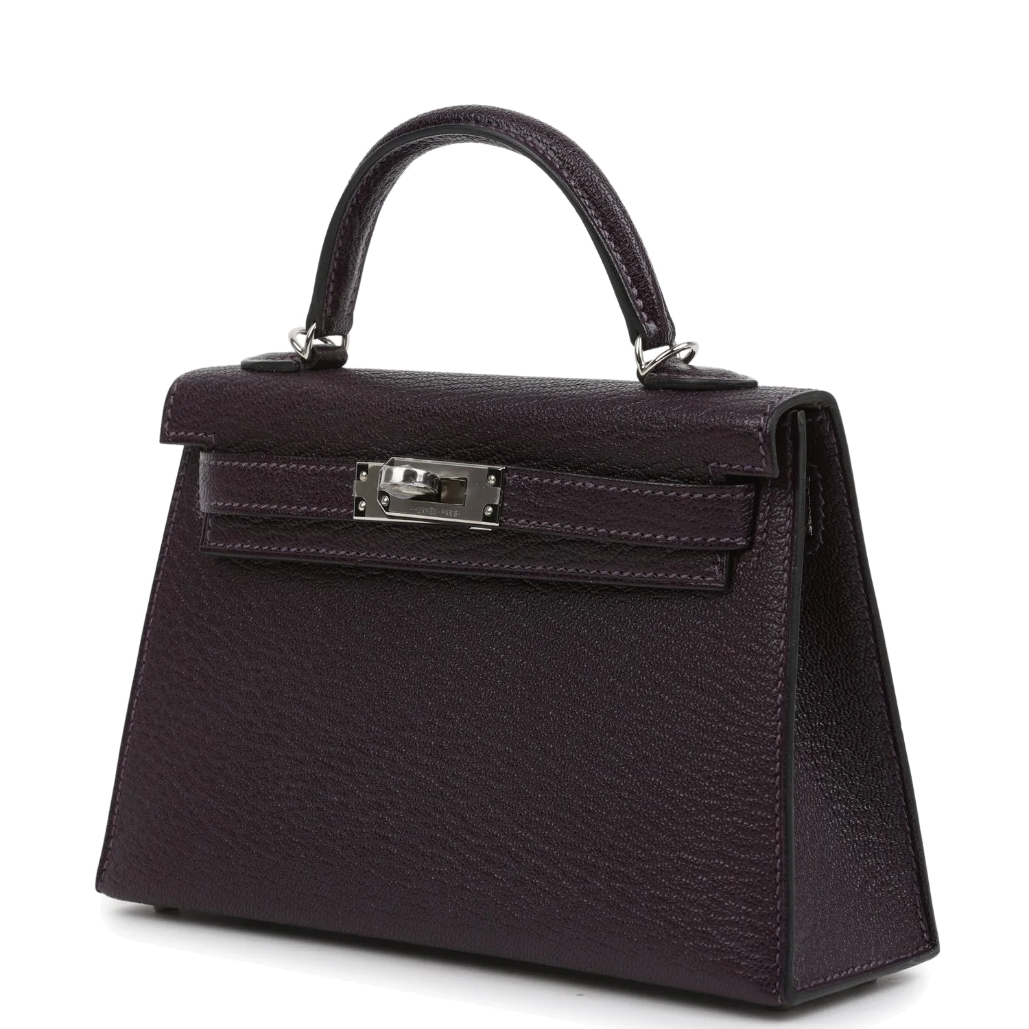 Hermes Kelly Sellier 20 Raisin Verso Chevre Mysore Palladium Hardware — фото 6