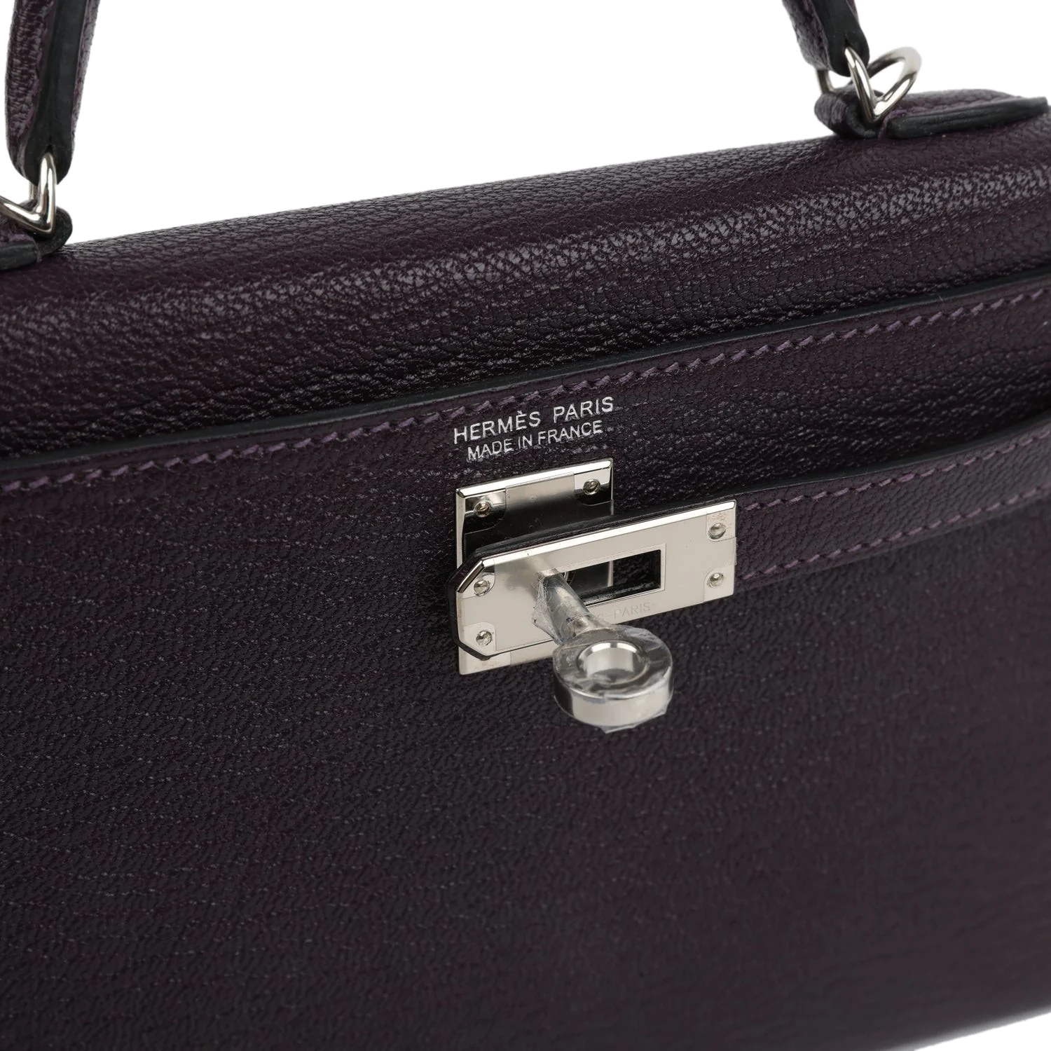Hermes Kelly Sellier 20 Raisin Verso Chevre Mysore Palladium Hardware — фото 8