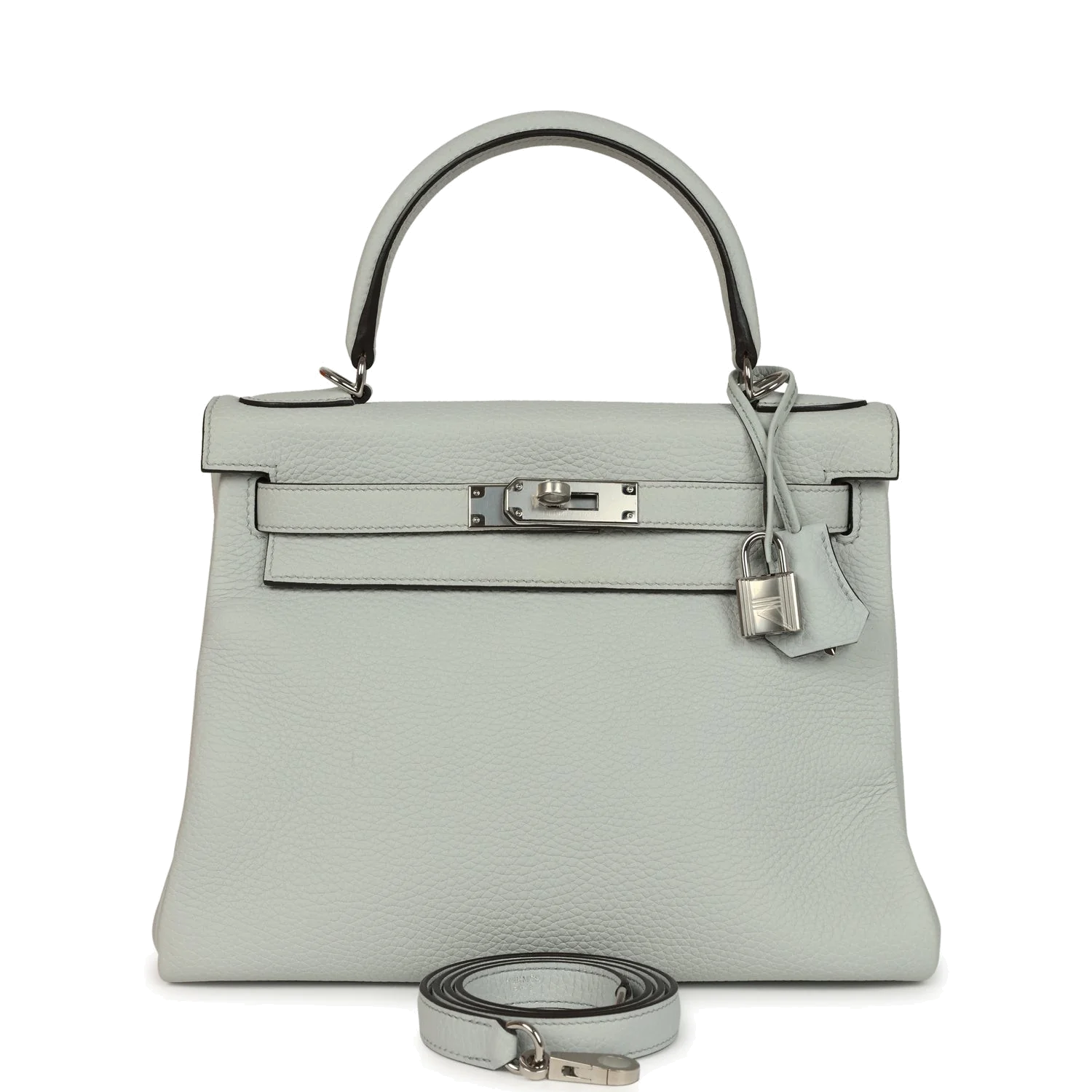 Hermes Kelly Retourne 28 Bleu Pale Clemence Palladium Hardware