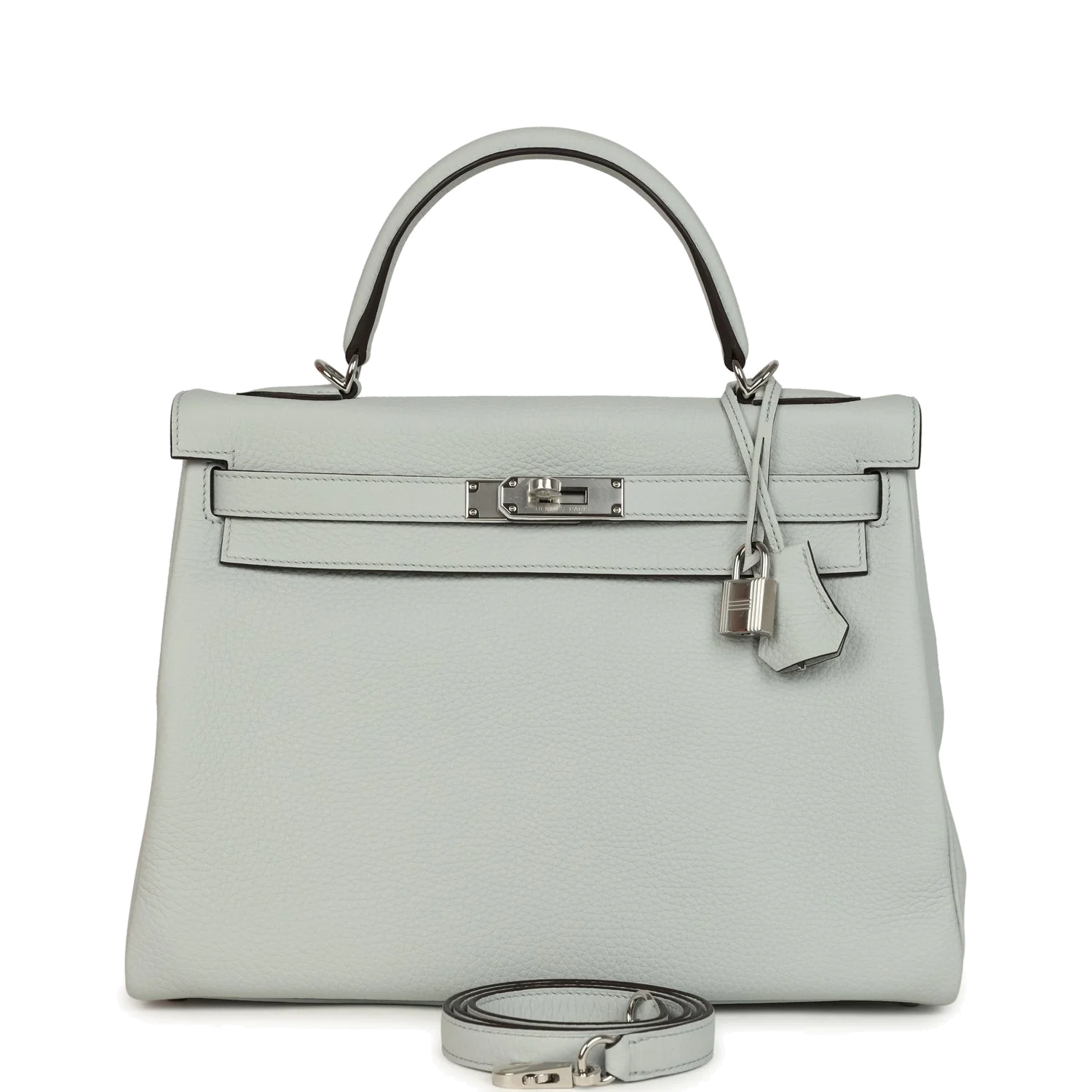 Hermes Kelly Retourne 32 Bleu Pale Clemence Palladium Hardware