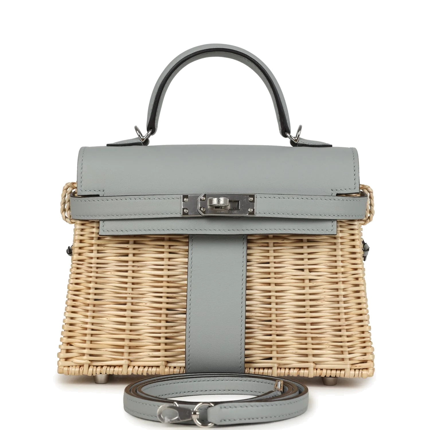 Hermes Mini Picnic Kelly 20 Bleu Glacier Swift Palladium Hardware Синий ледник — фото 2
