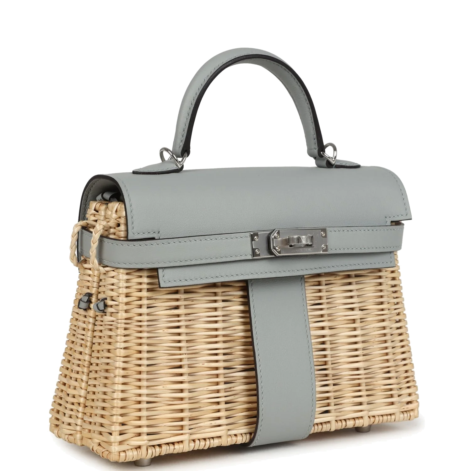 Hermes Mini Picnic Kelly 20 Bleu Glacier Swift Palladium Hardware Синий ледник — фото 3