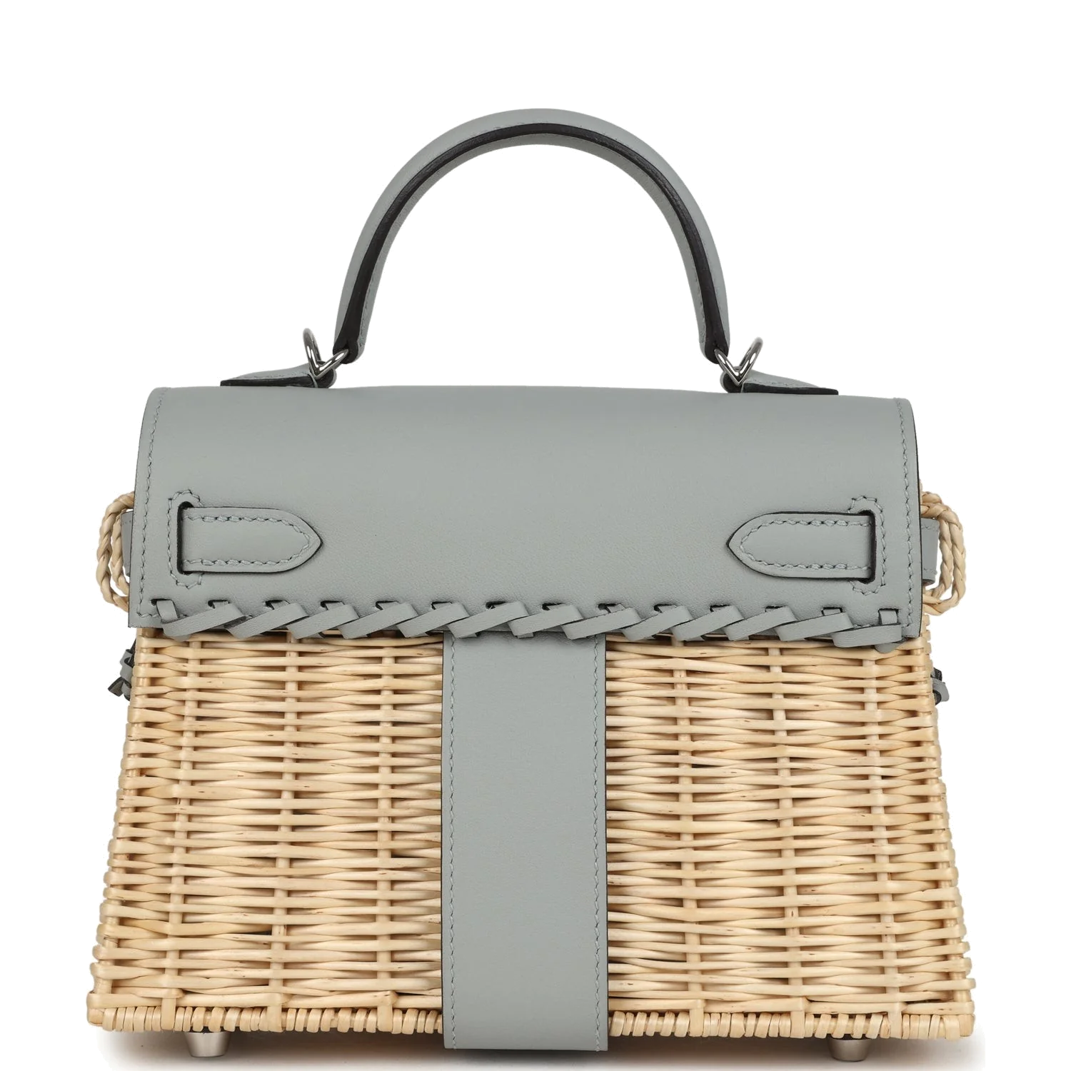 Hermes Mini Picnic Kelly 20 Bleu Glacier Swift Palladium Hardware Синий ледник — фото 5