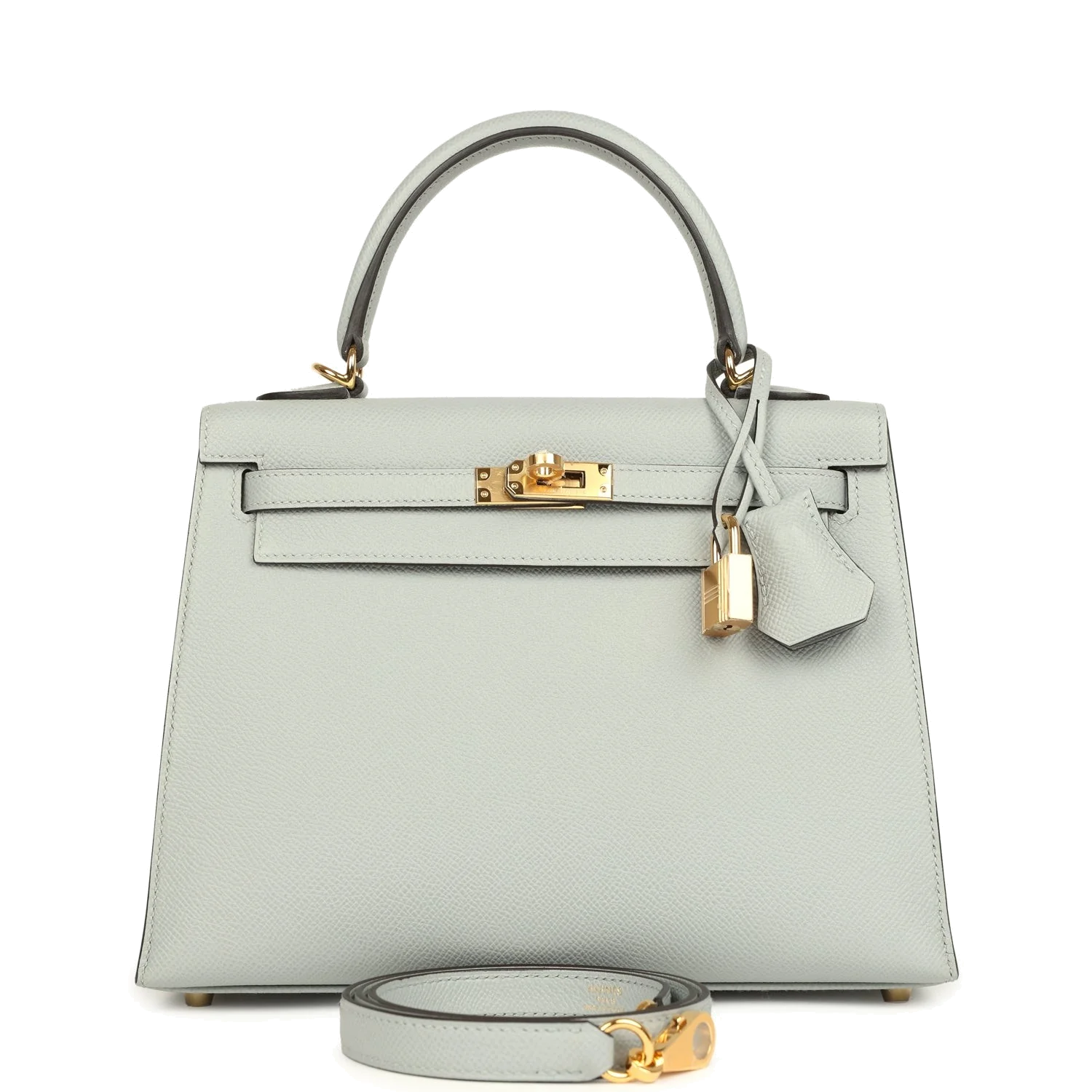 Hermes Kelly Sellier 25 Bleu Glacier Epsom Gold Hardware
