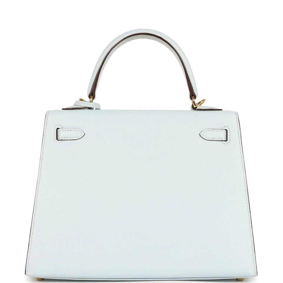 Hermes Kelly Sellier 25 Bleu Brume Epsom Gold Hardware — фото 5