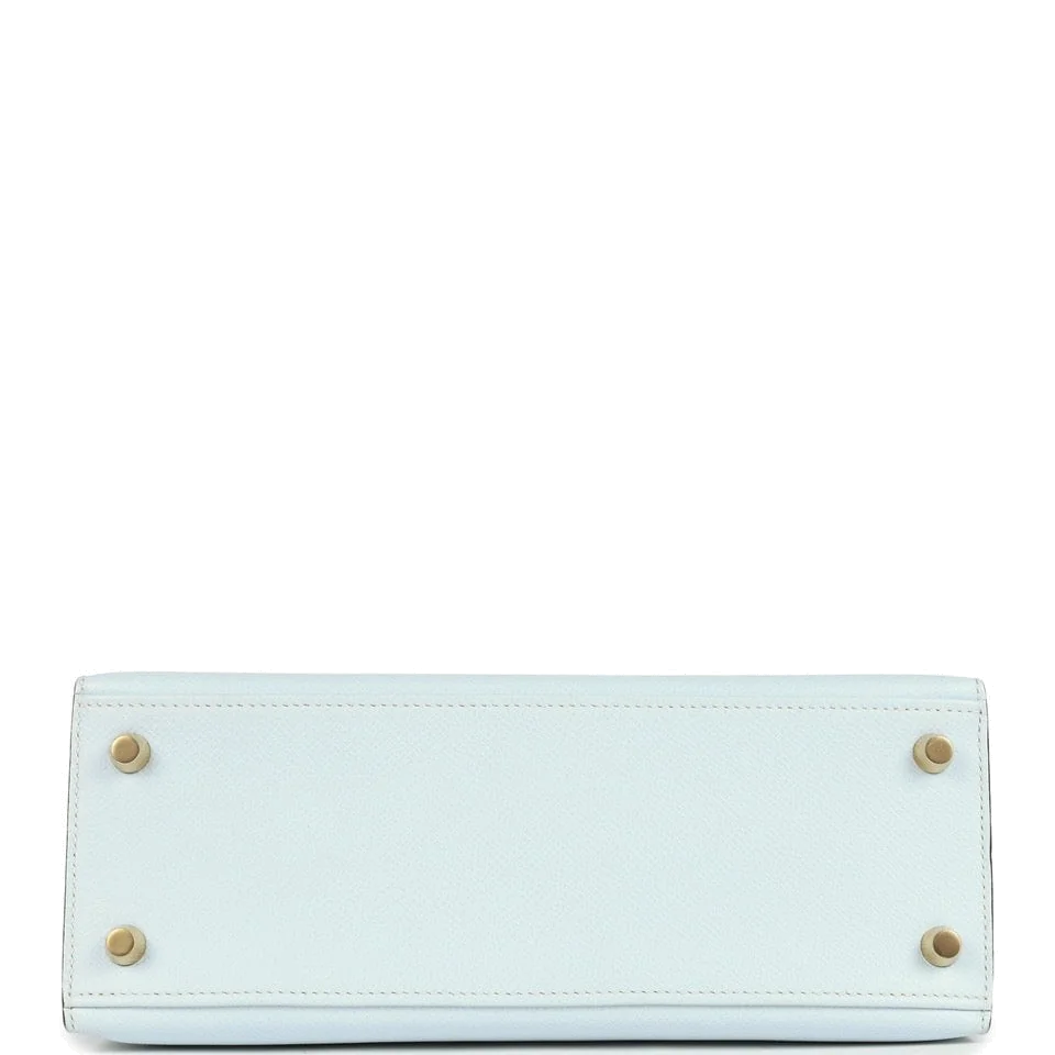 Hermes Kelly Sellier 25 Bleu Brume Epsom Gold Hardware — фото 7