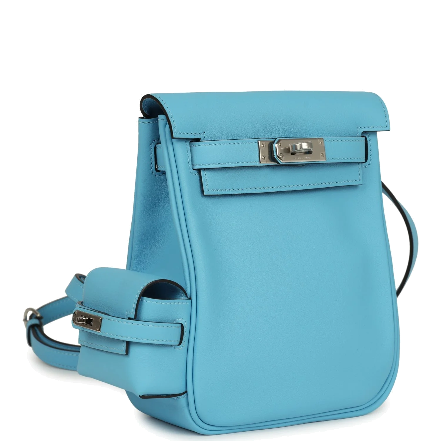 Hermes Mini Kelly Jump Backpack Celeste Swift Palladium Hardware — фото 3