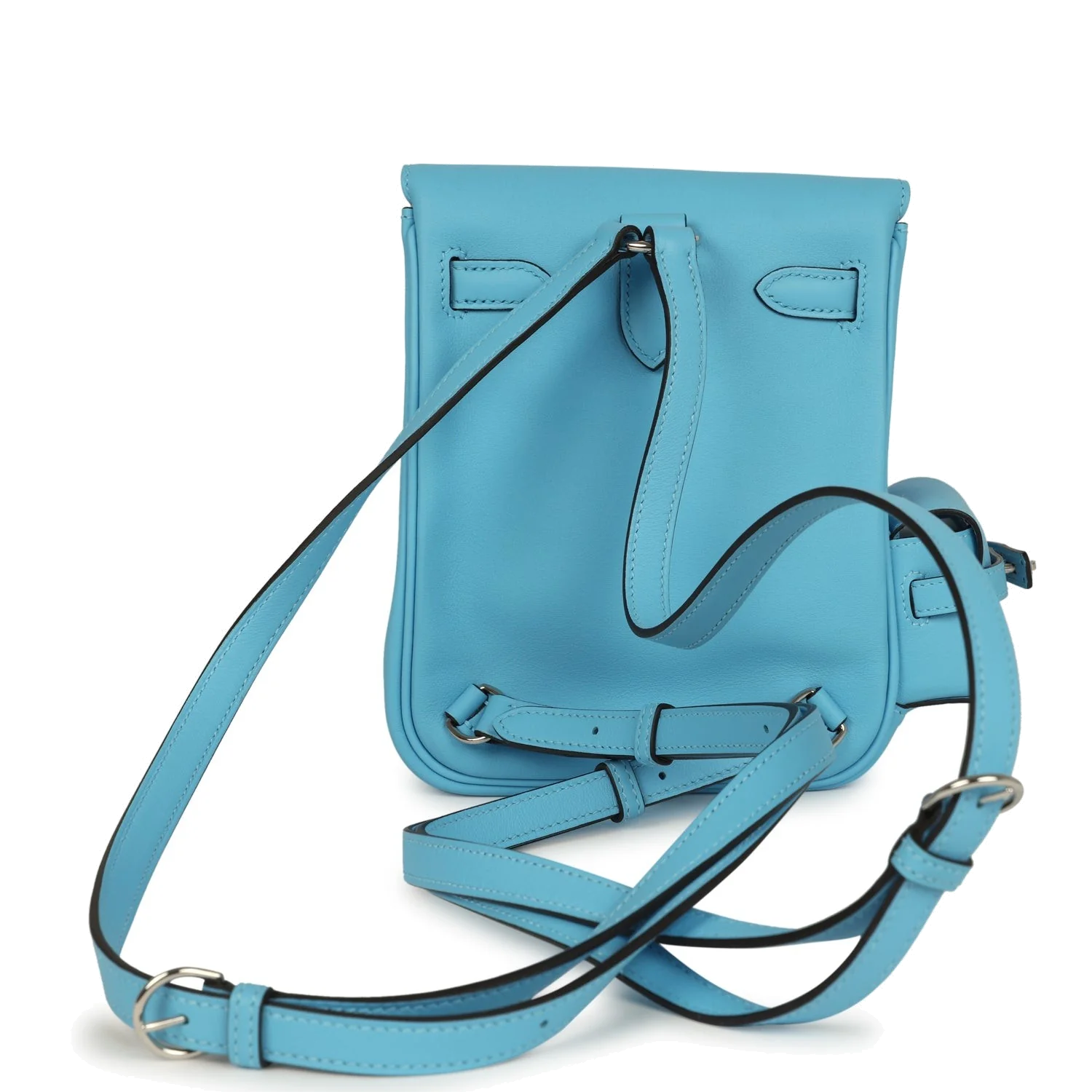 Hermes Mini Kelly Jump Backpack Celeste Swift Palladium Hardware — фото 5