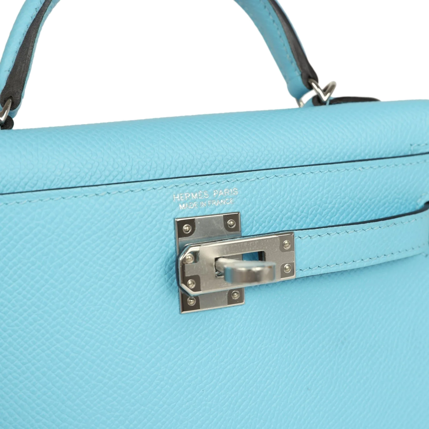 Hermes Kelly Sellier 20 Celeste Epsom Palladium Hardware — фото 8