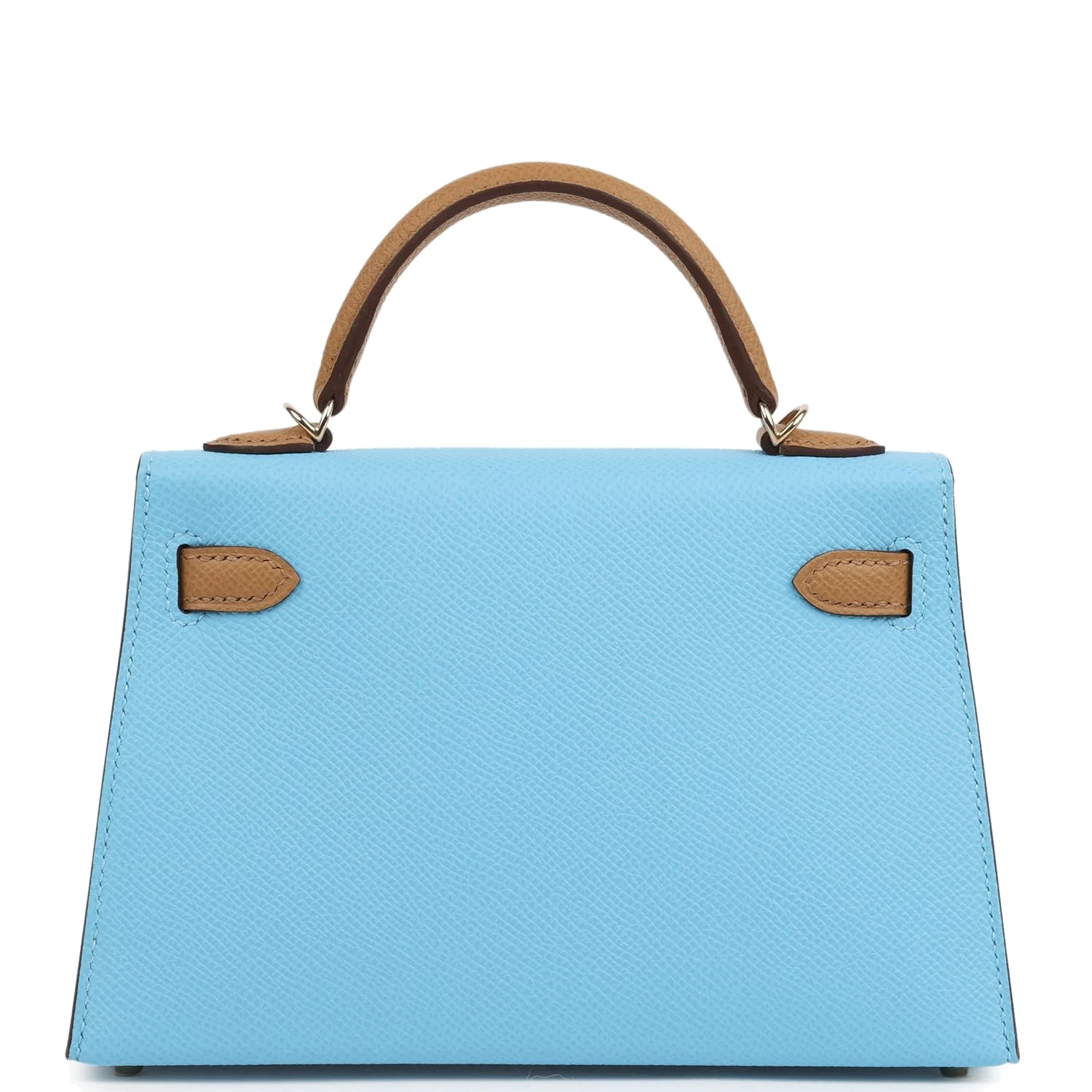 Hermes Special Order (HSS) Kelly Sellier 20 Bleu Celeste and Biscuit Epsom Permabrass Hardware — фото 5