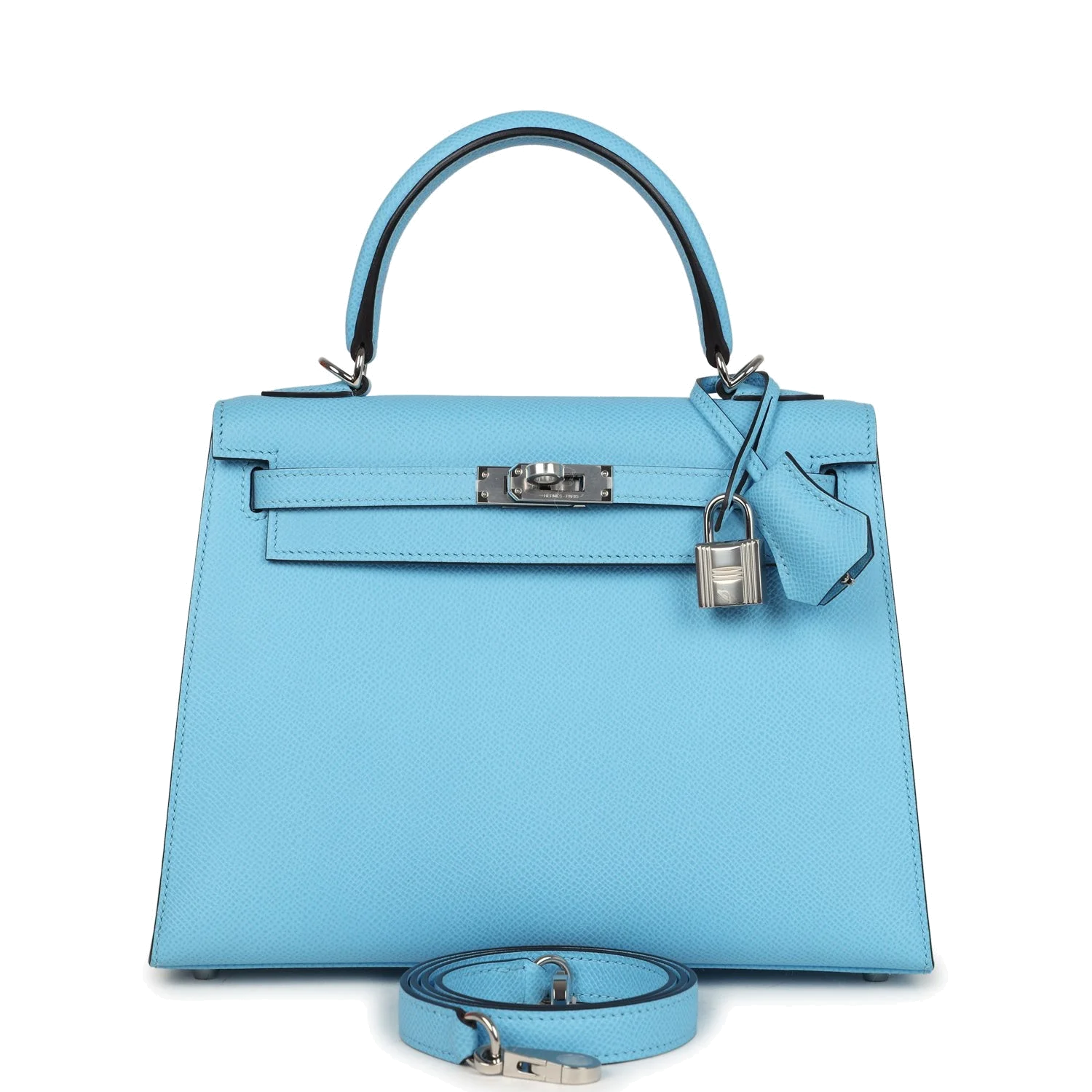 Hermes Kelly Sellier 25 Celeste Epsom Palladium Hardware — фото 2
