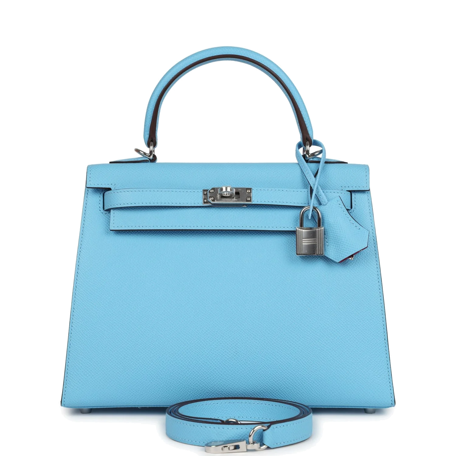 Hermes Special Order (HSS) Kelly Sellier 25 Bleu Celeste Verso Epsom Palladium Hardware — фото 2
