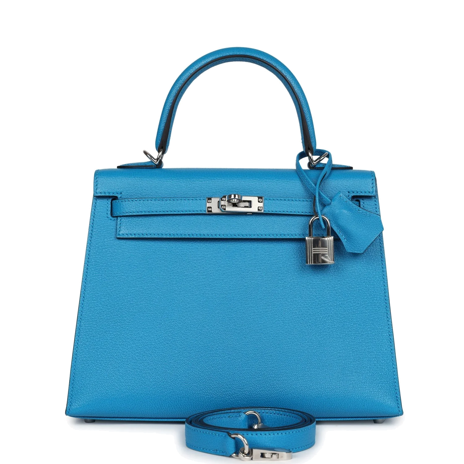 Hermes Kelly Sellier 25 Bleu Zanzibar Chevre Palladium Hardware — фото 2