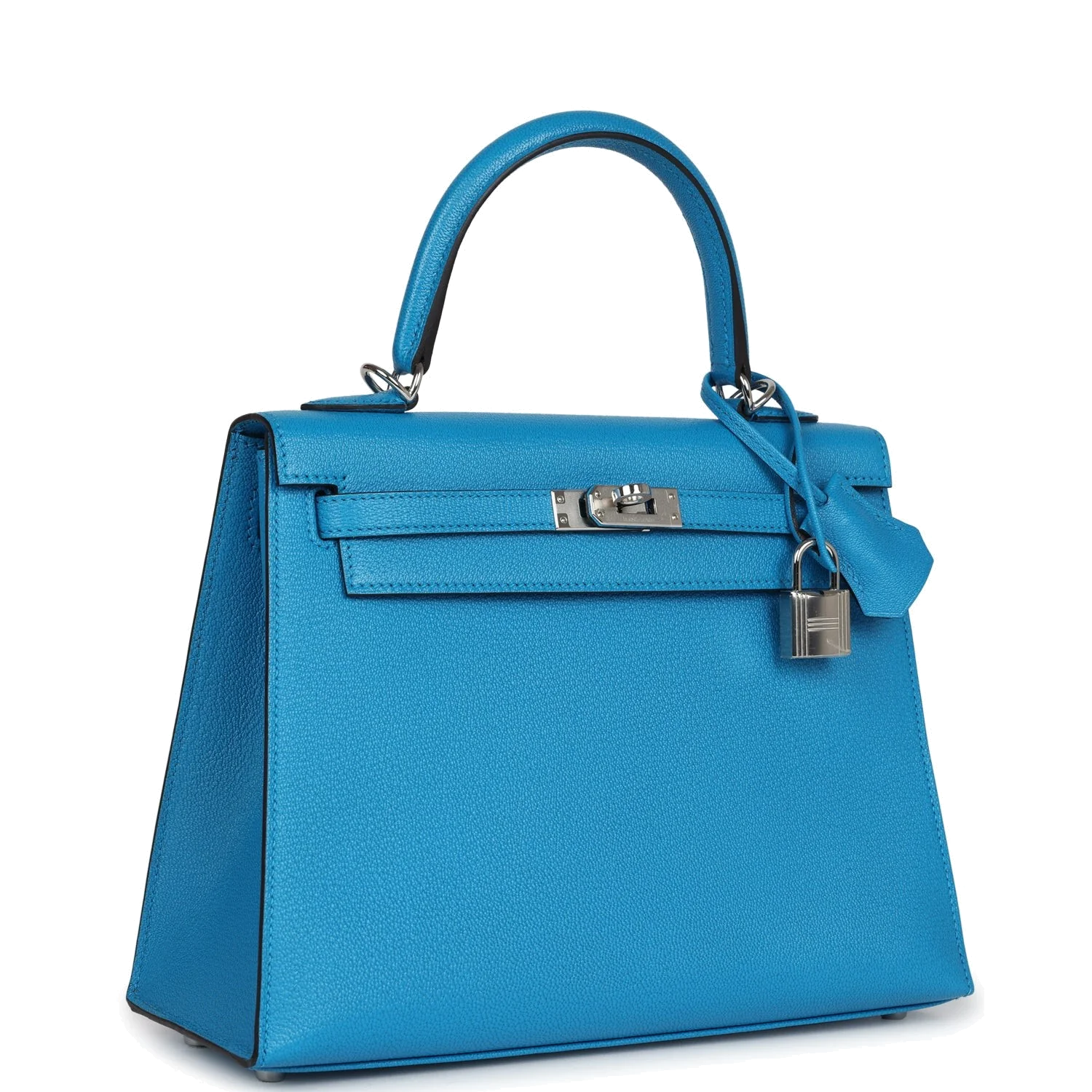 Hermes Kelly Sellier 25 Bleu Zanzibar Chevre Palladium Hardware — фото 3