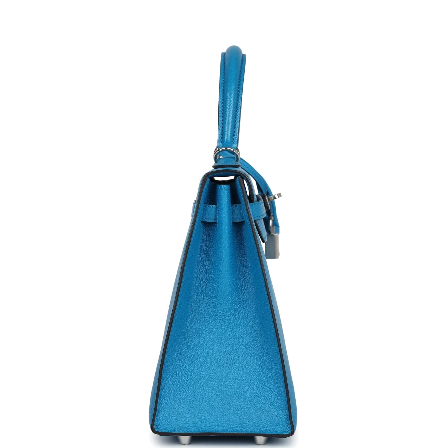 Hermes Kelly Sellier 25 Bleu Zanzibar Chevre Palladium Hardware — фото 4