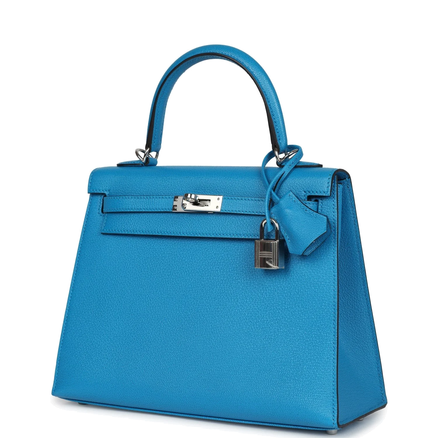 Hermes Kelly Sellier 25 Bleu Zanzibar Chevre Palladium Hardware — фото 6