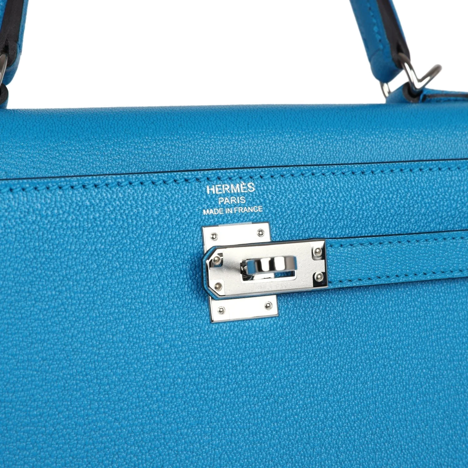 Hermes Kelly Sellier 25 Bleu Zanzibar Chevre Palladium Hardware — фото 8