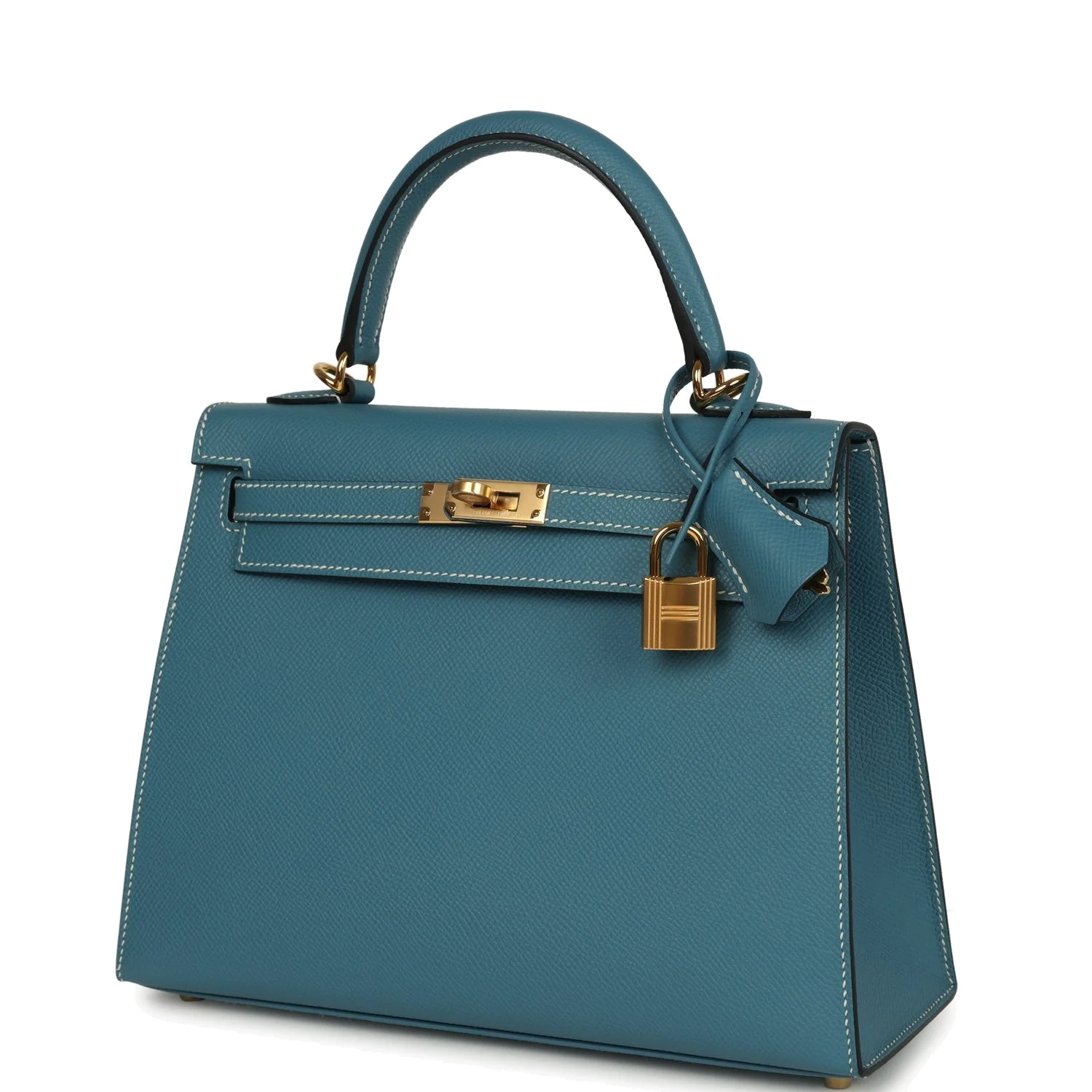 Hermes Kelly Sellier 25 Blue Jean Epsom Gold Hardware — фото 6