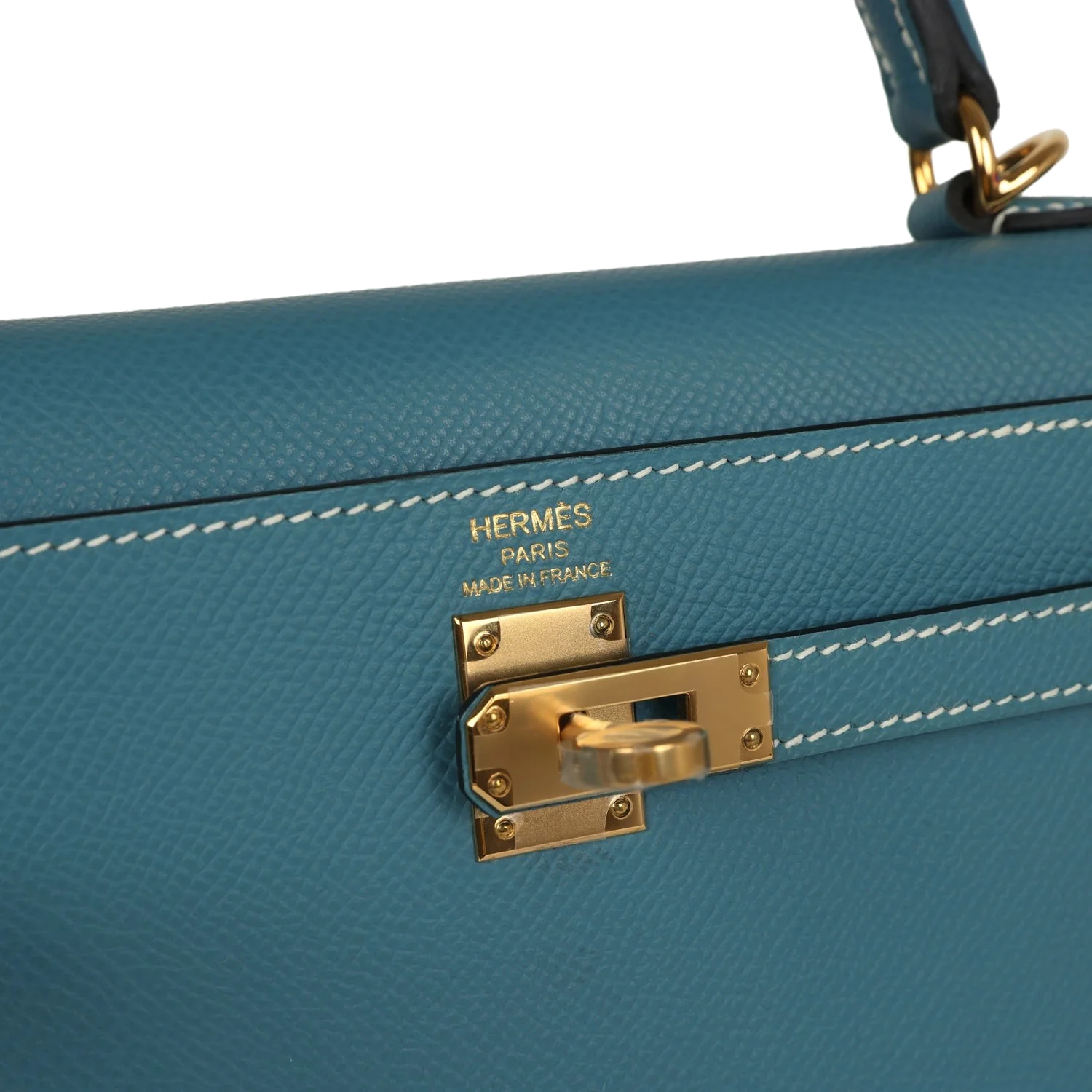 Hermes Kelly Sellier 25 Blue Jean Epsom Gold Hardware — фото 8