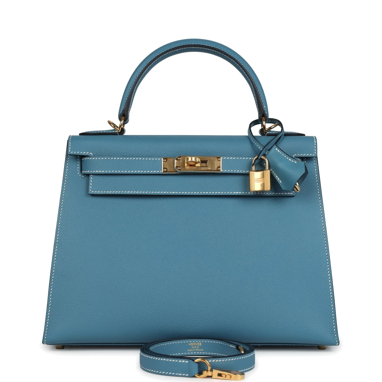 Hermes Kelly Sellier 28 Blue Jean Epsom Gold Hardware — фото 2