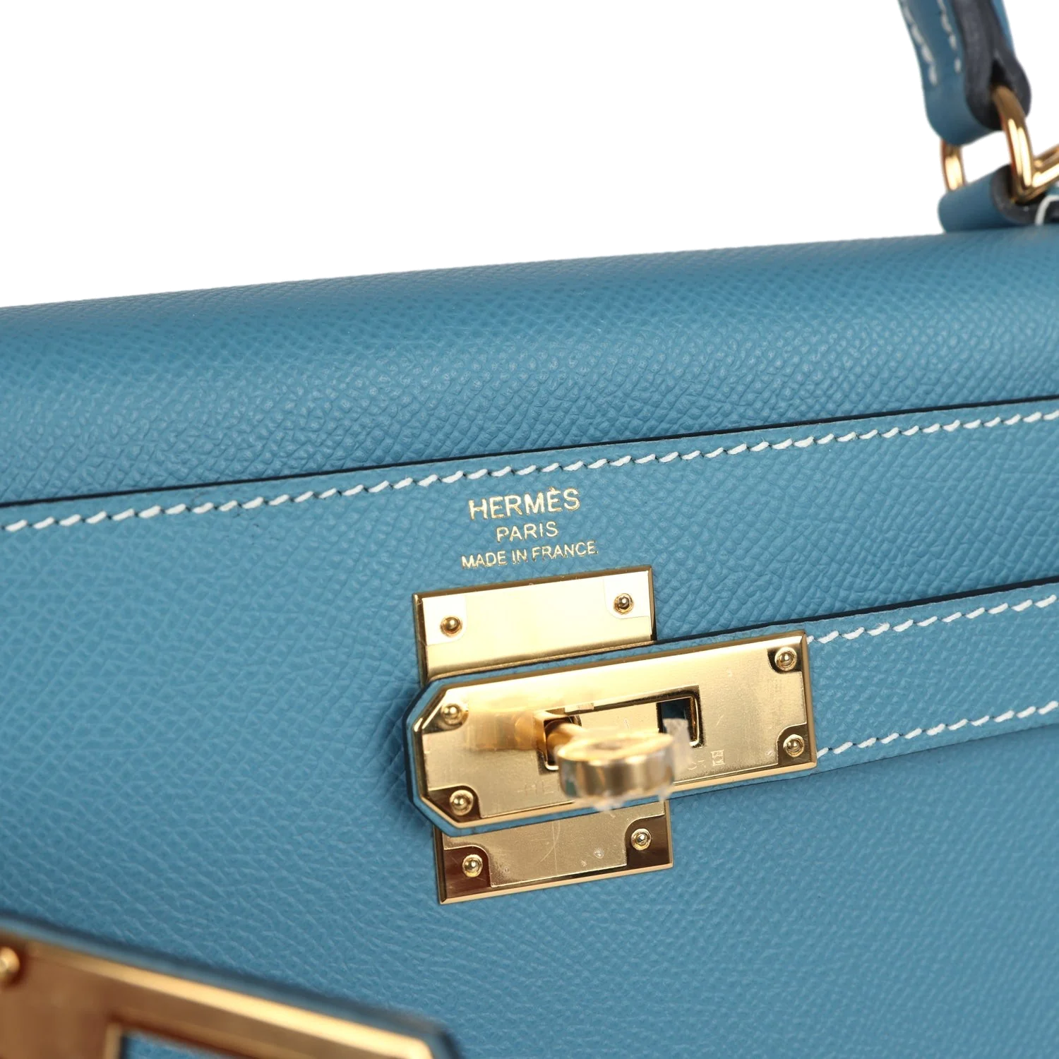 Hermes Kelly Sellier 28 Blue Jean Epsom Gold Hardware — фото 8