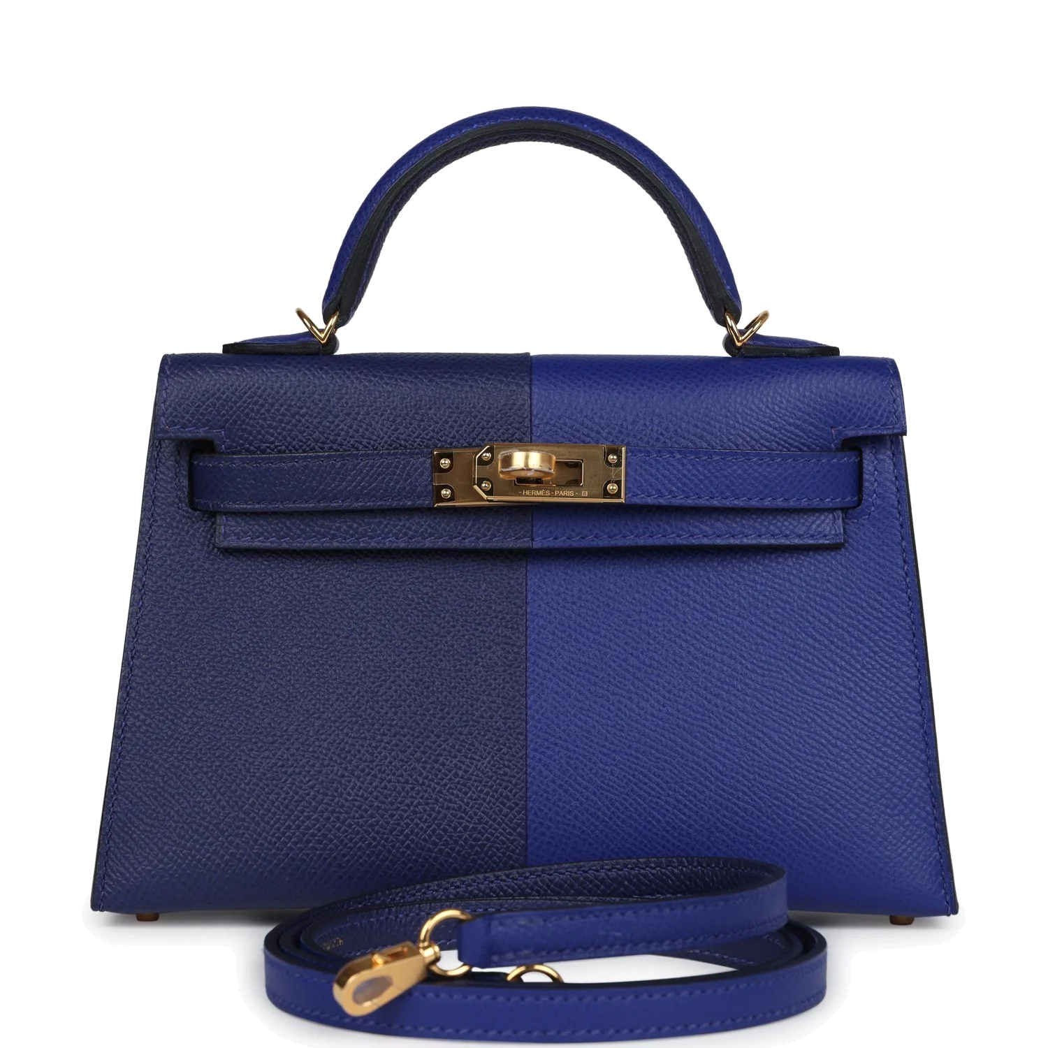 Hermes Casaque Kelly Sellier 20 Bleu Electric and Bleu Encre Epsom Gold Hardware — фото 2