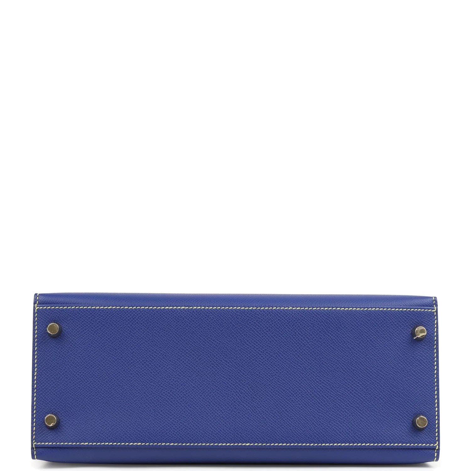 Hermes Special Order (HSS) Kelly Sellier 28 Bleu Electric and Lime Epsom Brushed Gold Hardware — фото 7