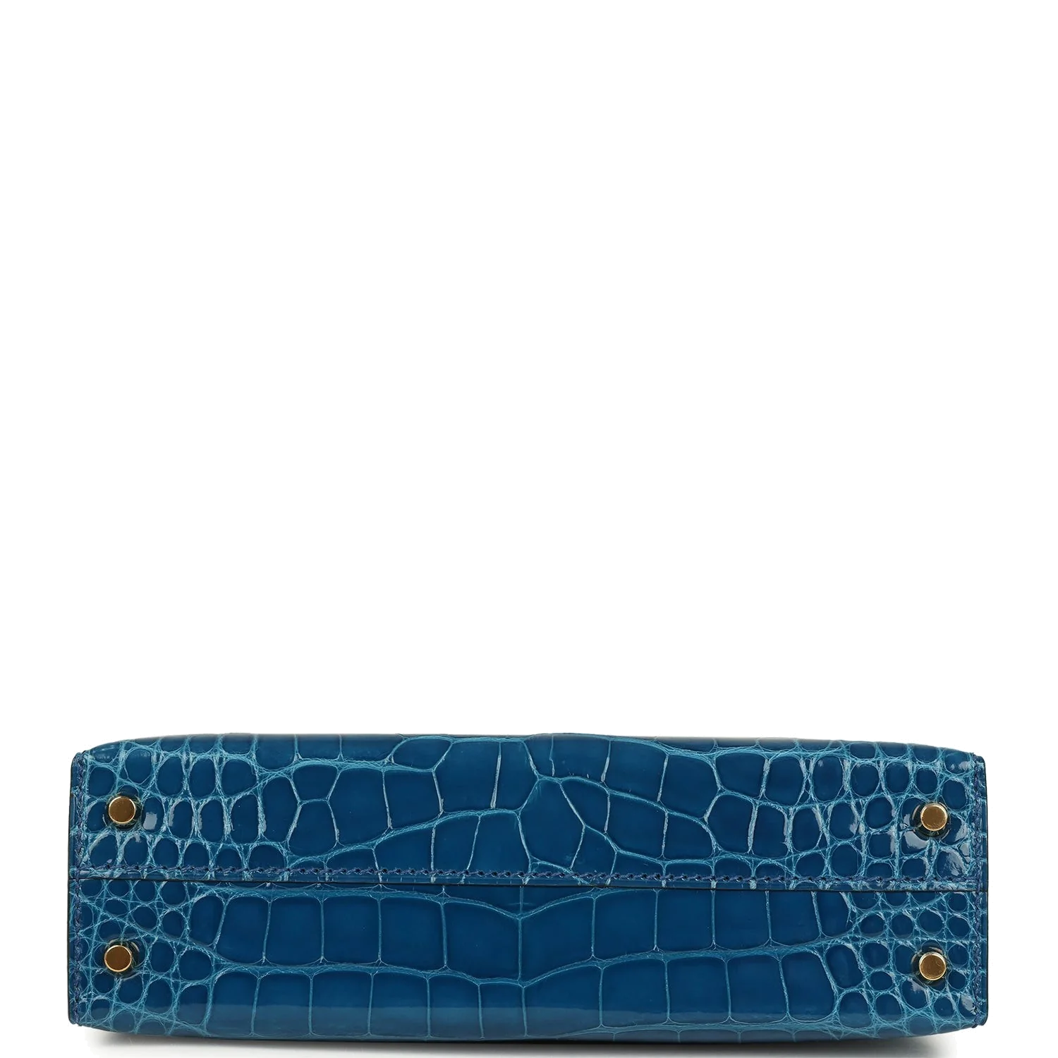 Hermes Kelly Sellier 20 Bleu Mykonos Shiny Alligator Gold Hardware — фото 7