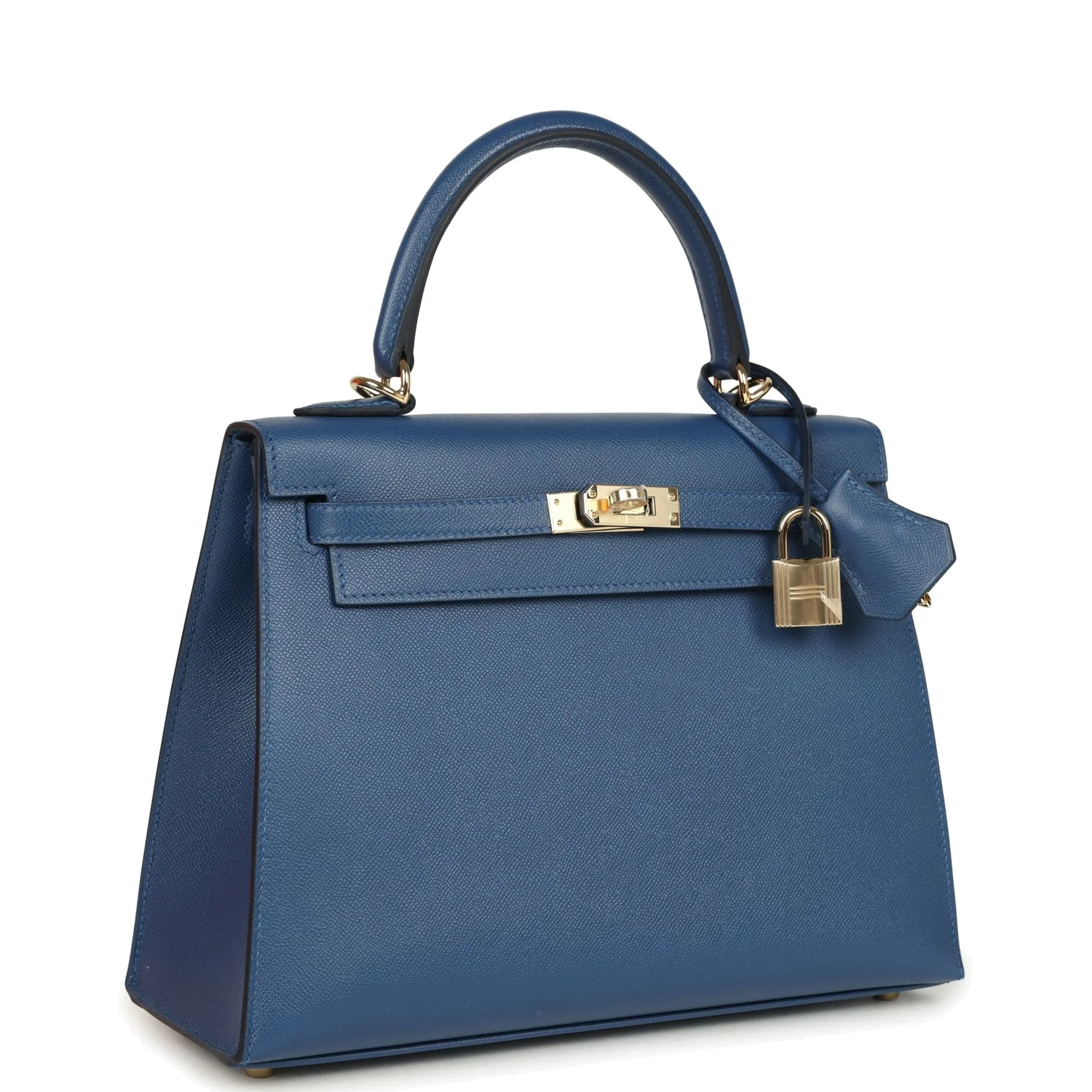 Hermes Kelly Sellier 25 Bleu Tie Madame Permabrass Hardware — фото 3