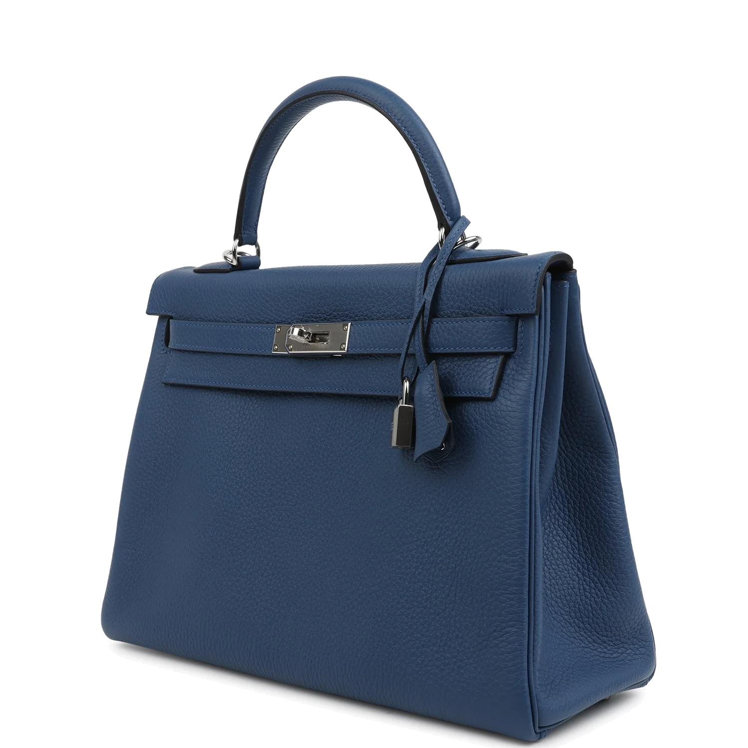 Hermes Kelly Retourne 32 Bleu Tie Clemence Palladium Hardware — фото 6
