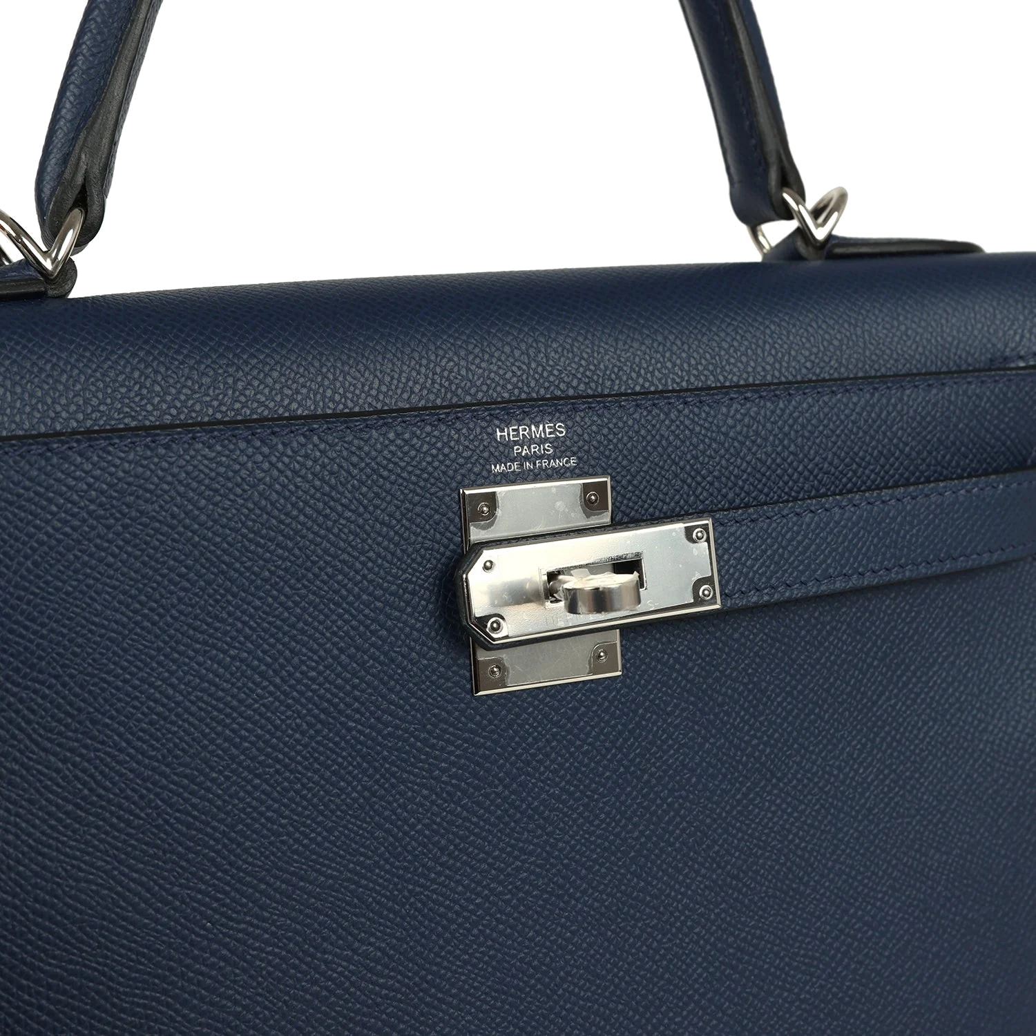 Hermes Kelly Sellier 28 Bleu Navy Epsom Palladium Hardware — фото 8