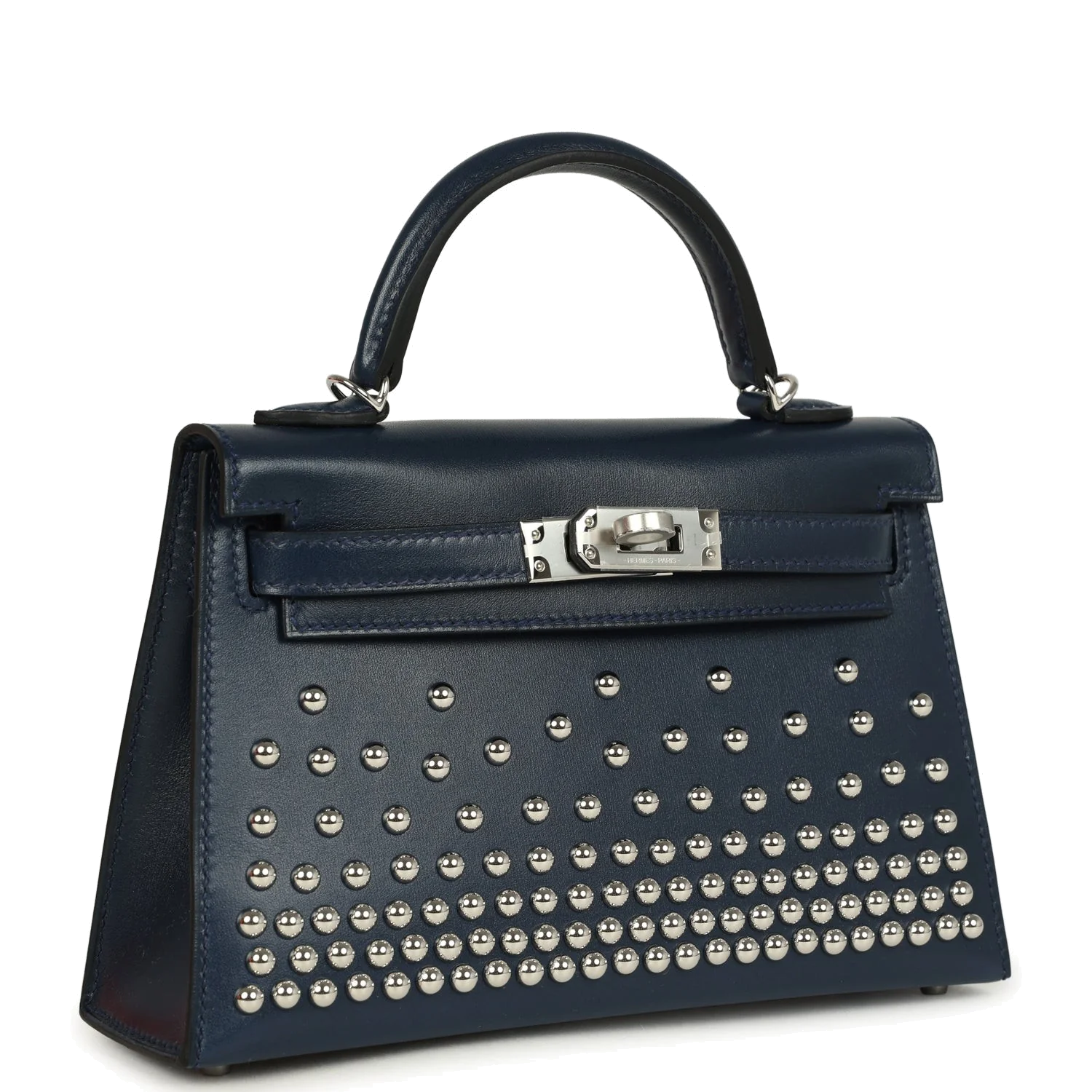 Hermes Kelly Sellier 20 Clouté Bleu Abyss Box Palladium Hardware — фото 3