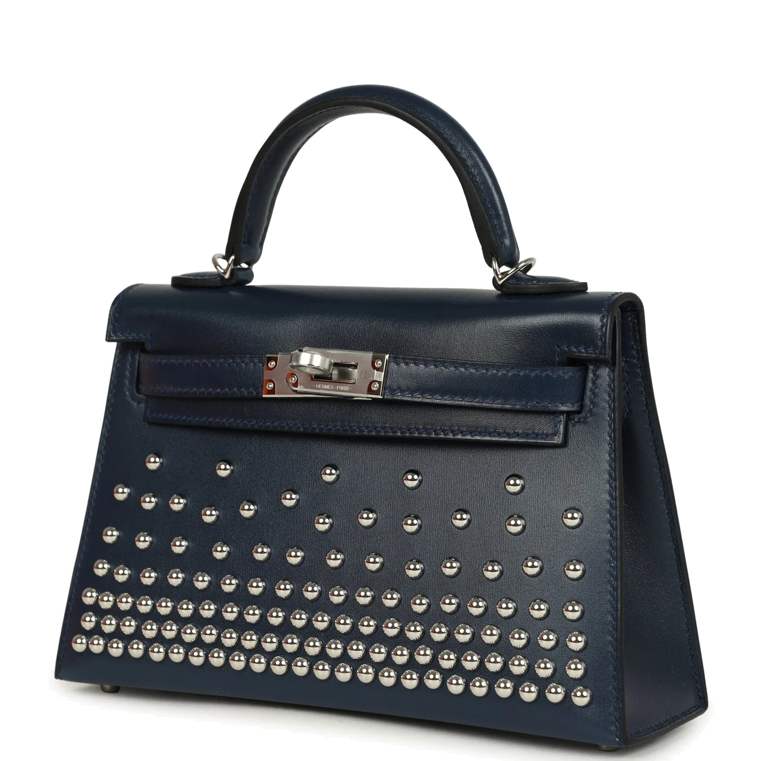 Hermes Kelly Sellier 20 Clouté Bleu Abyss Box Palladium Hardware — фото 6