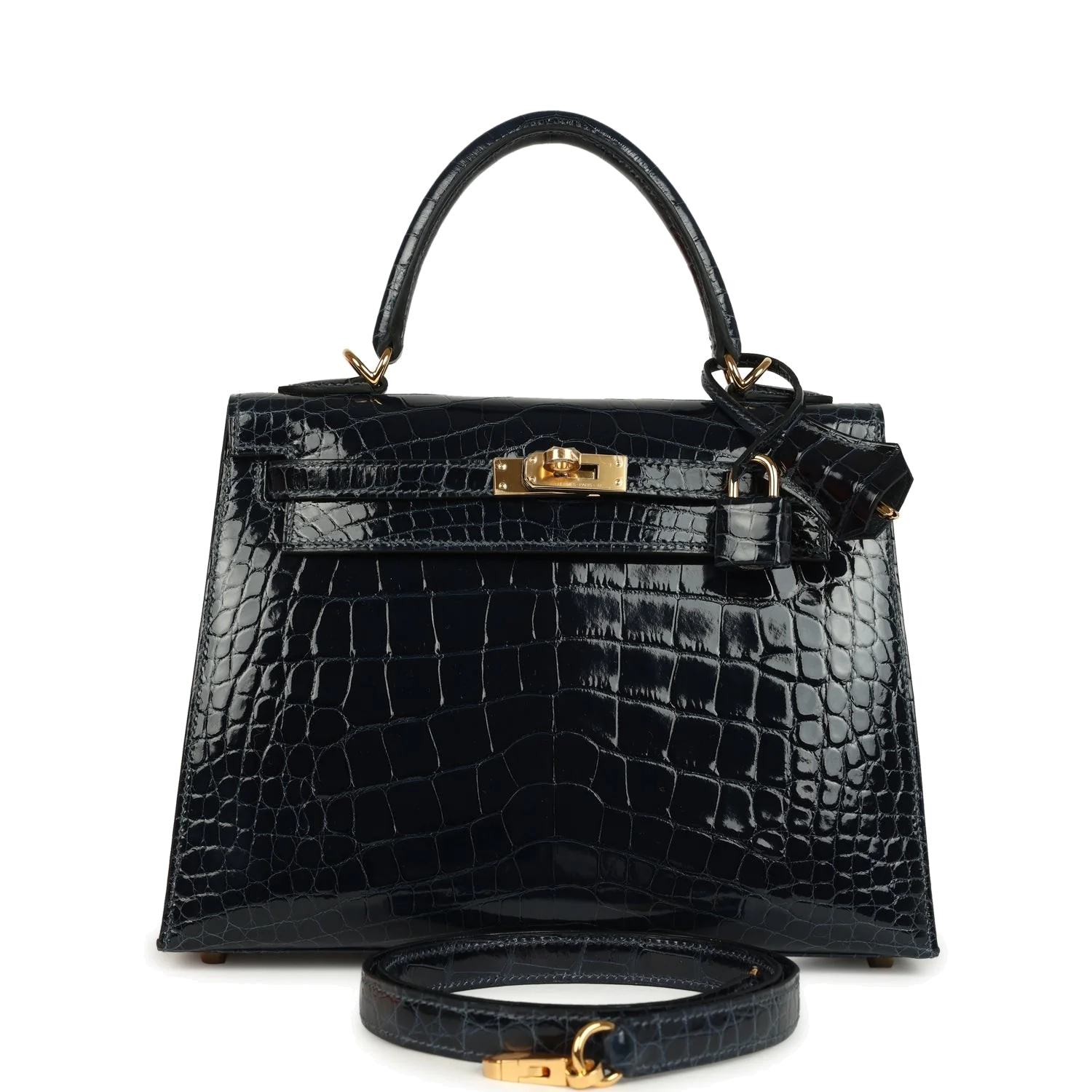 Hermes Kelly Sellier 25 Bleu Baltique Shiny Alligator Gold Hardware — фото 2