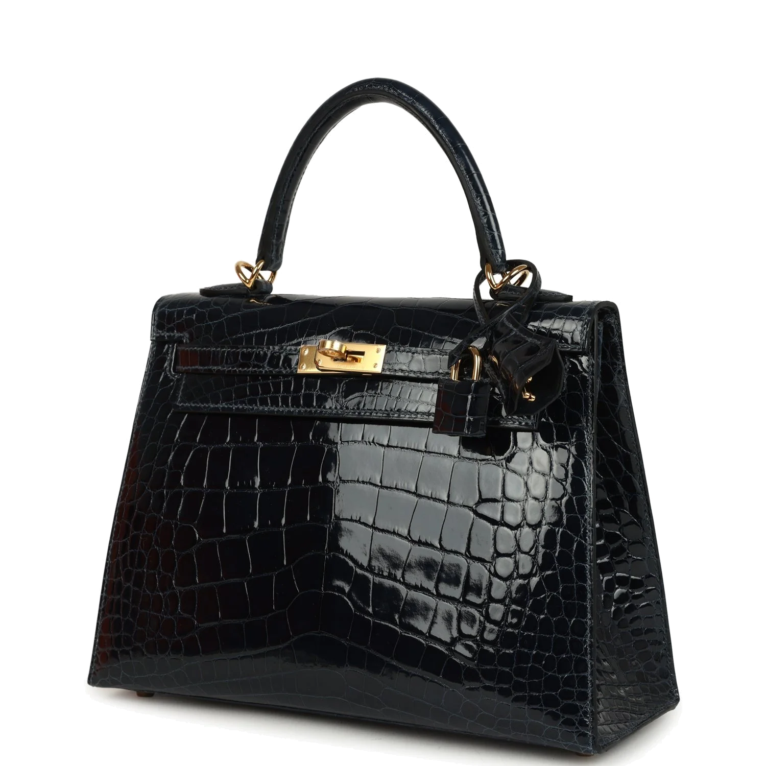 Hermes Kelly Sellier 25 Bleu Baltique Shiny Alligator Gold Hardware — фото 6