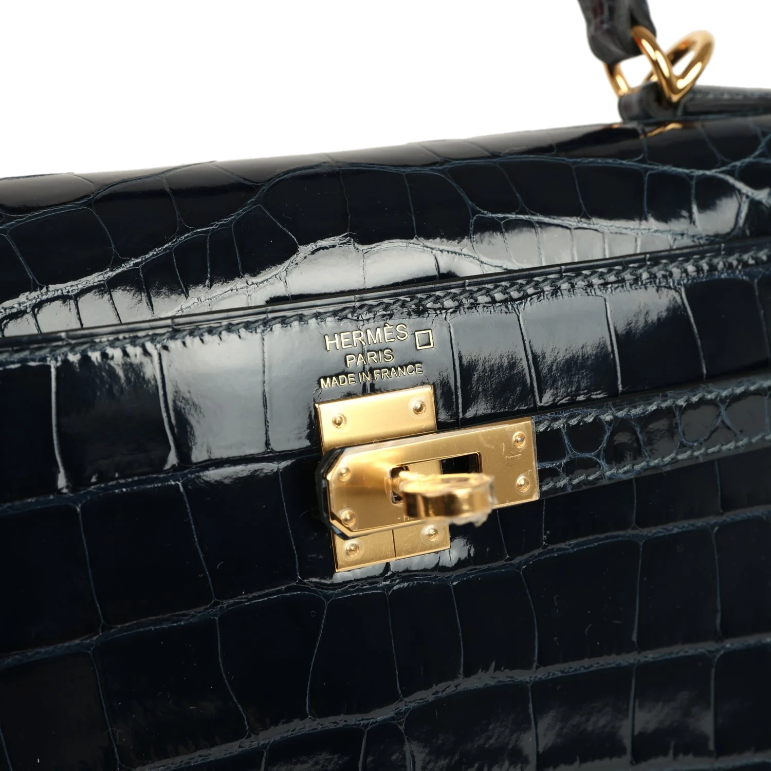 Hermes Kelly Sellier 25 Bleu Baltique Shiny Alligator Gold Hardware — фото 8