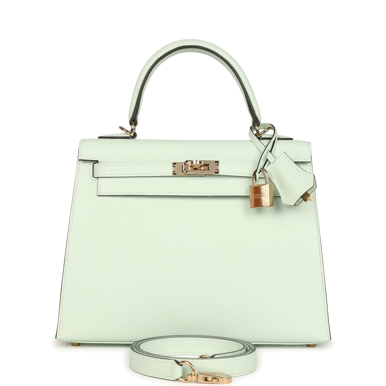 Hermes Kelly Sellier 25 Vert Peppermint Epsom Permabrass Hardware