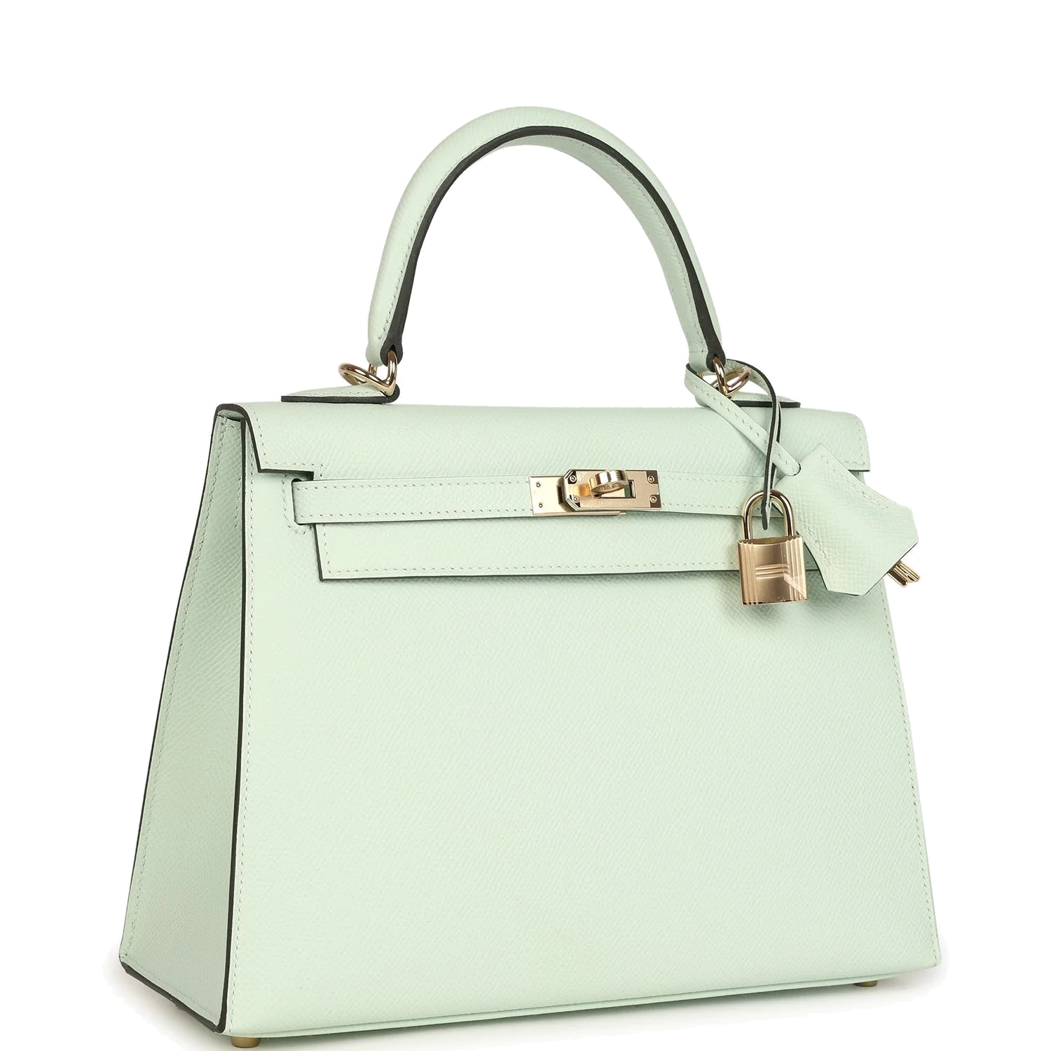 Hermes Kelly Sellier 25 Vert Peppermint Epsom Permabrass Hardware — фото 3