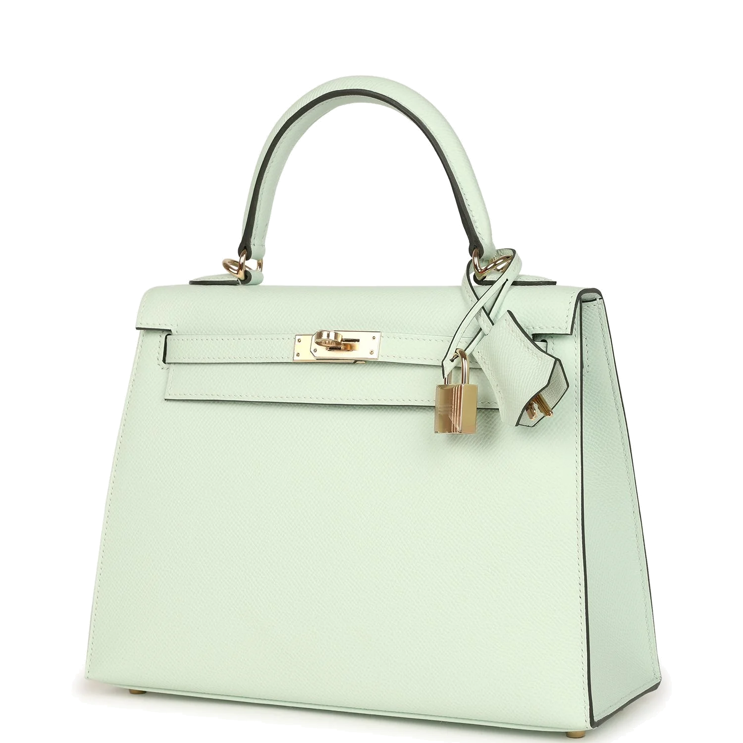 Hermes Kelly Sellier 25 Vert Peppermint Epsom Permabrass Hardware — фото 6