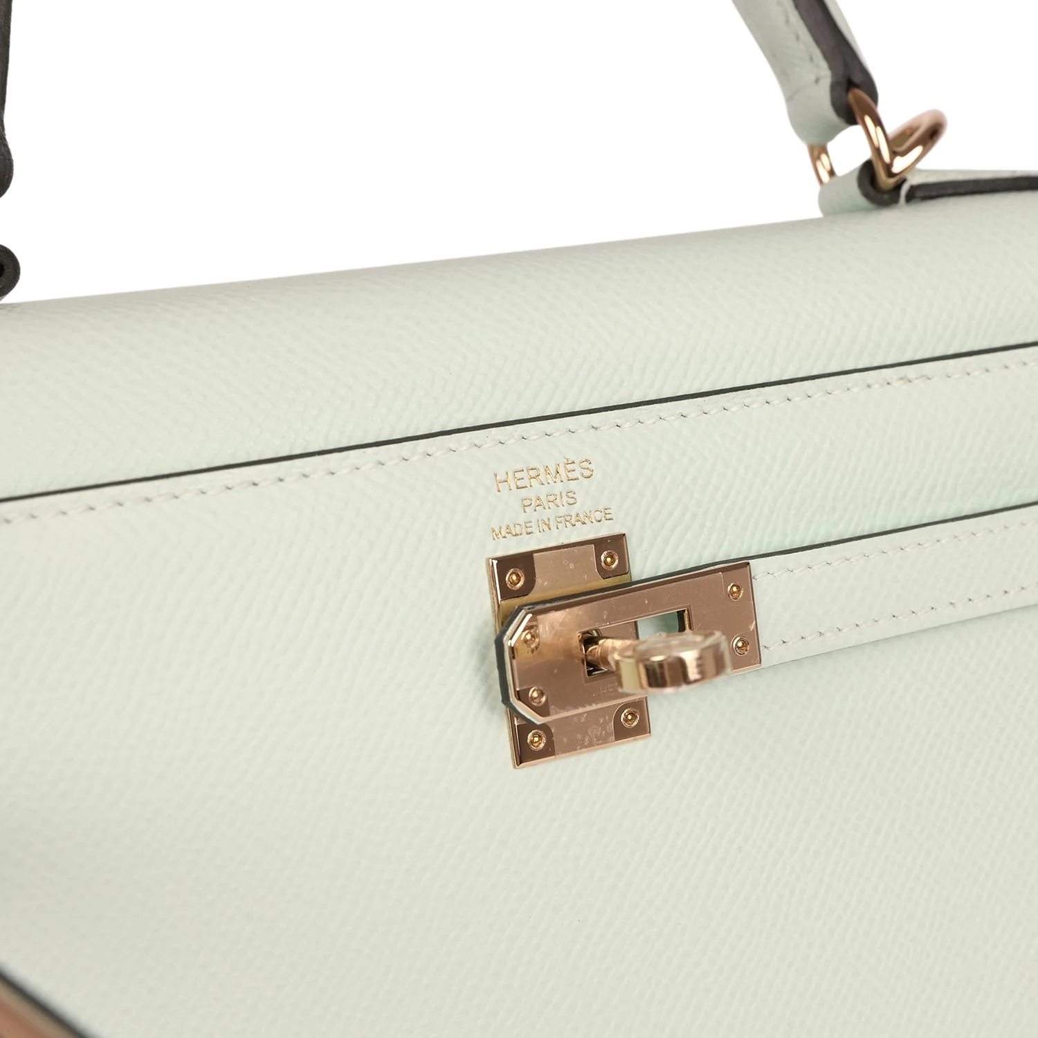 Hermes Kelly Sellier 25 Vert Peppermint Epsom Permabrass Hardware — фото 8
