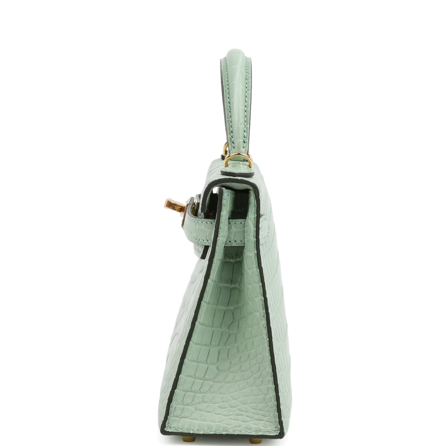 Hermes Kelly Sellier 20 Vert D'Eau Matte Porosus Crocodile Gold Hardware — фото 4