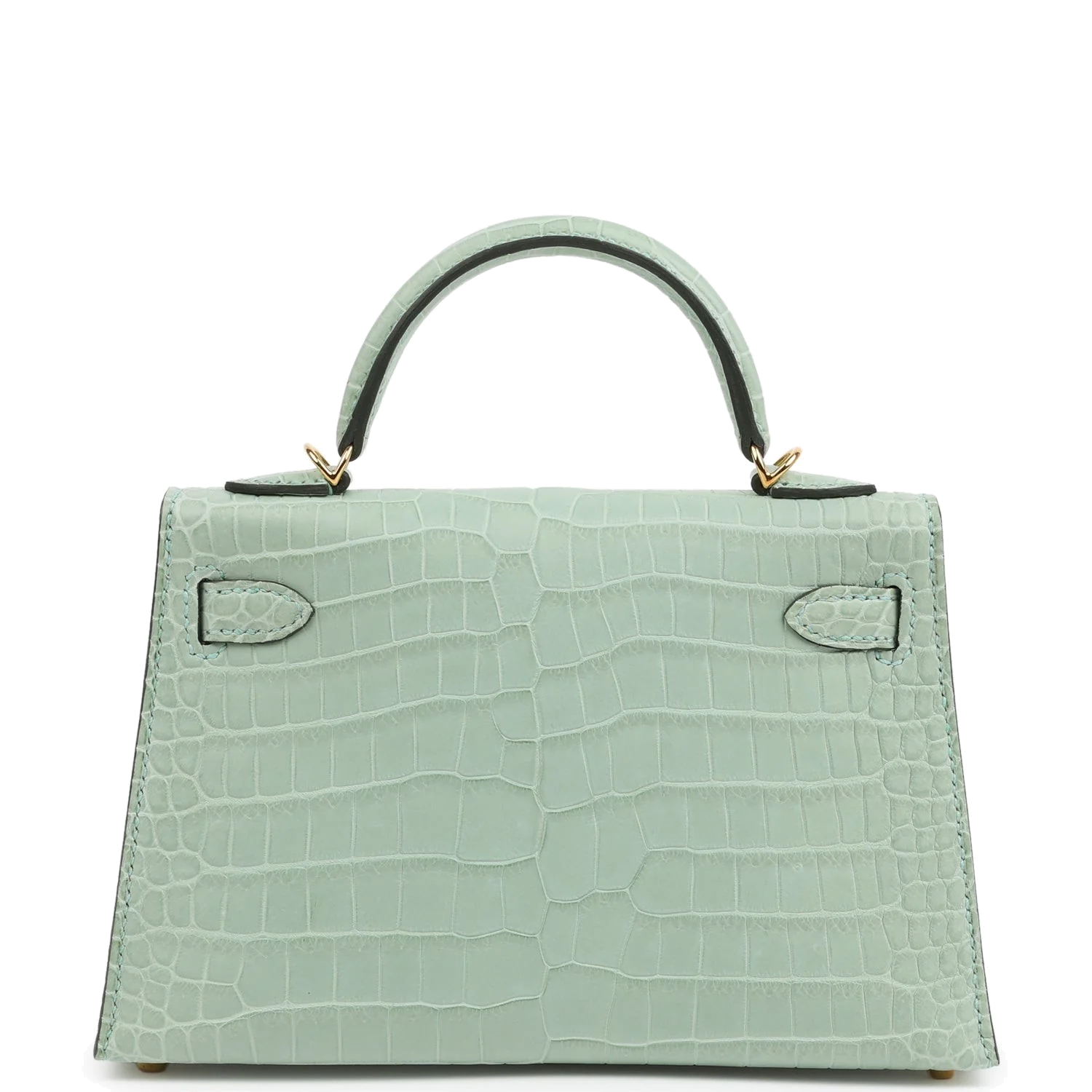 Hermes Kelly Sellier 20 Vert D'Eau Matte Porosus Crocodile Gold Hardware — фото 5