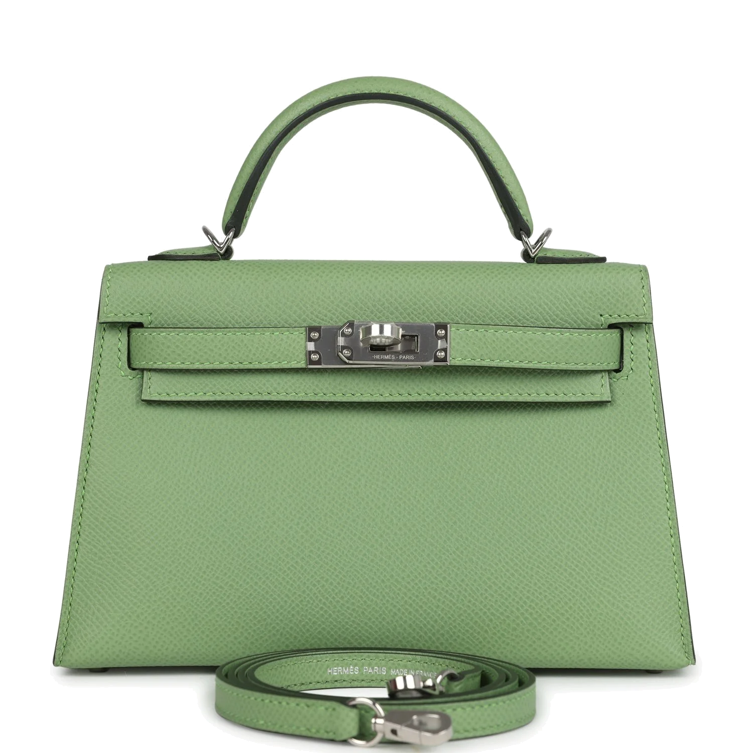 Hermes Kelly Sellier 20 Vert Criquet Epsom Palladium Hardware — фото 2